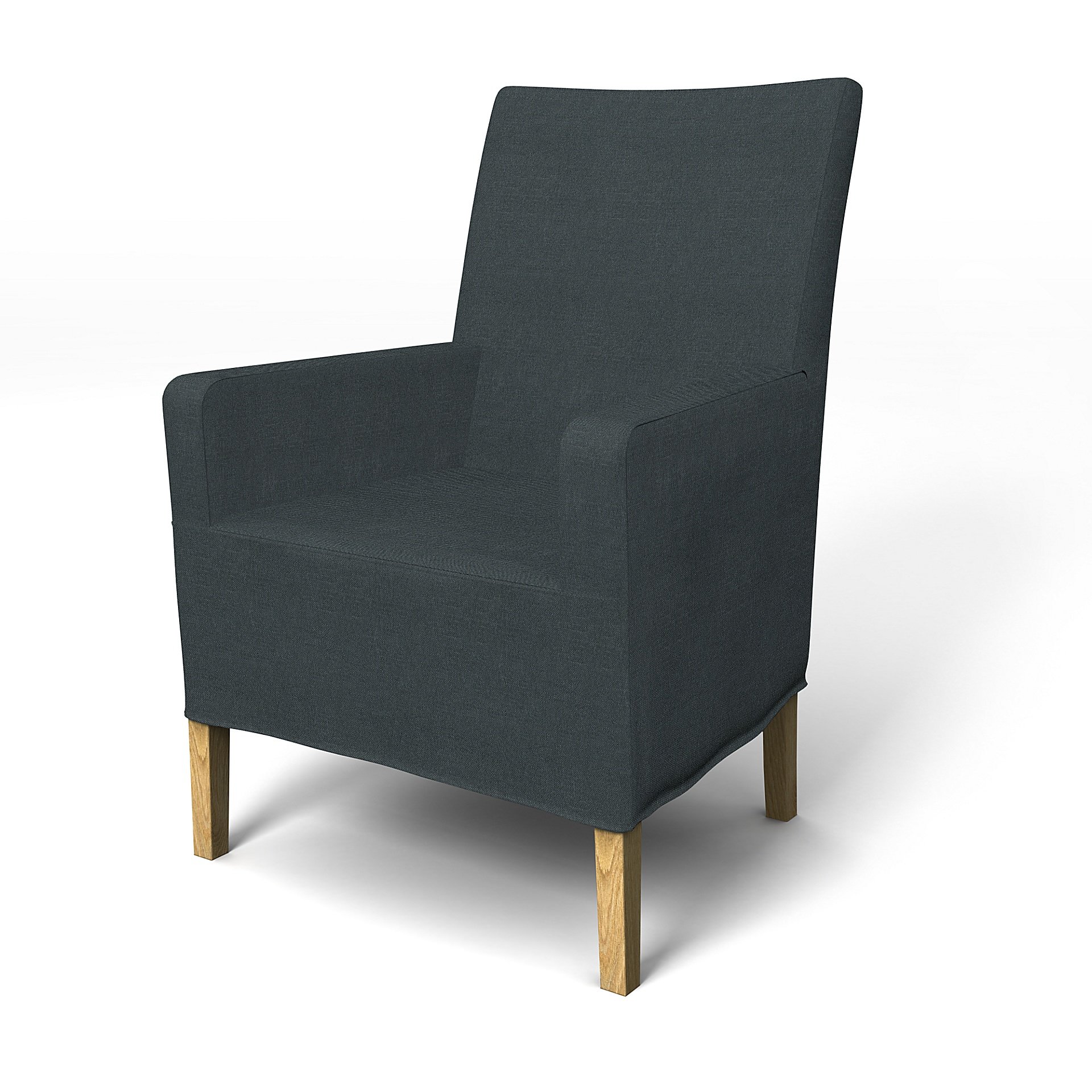 IKEA - Henriksdal, Chair cover w/ armrest, medium length skirt, Graphite Grey, Linen - Bemz