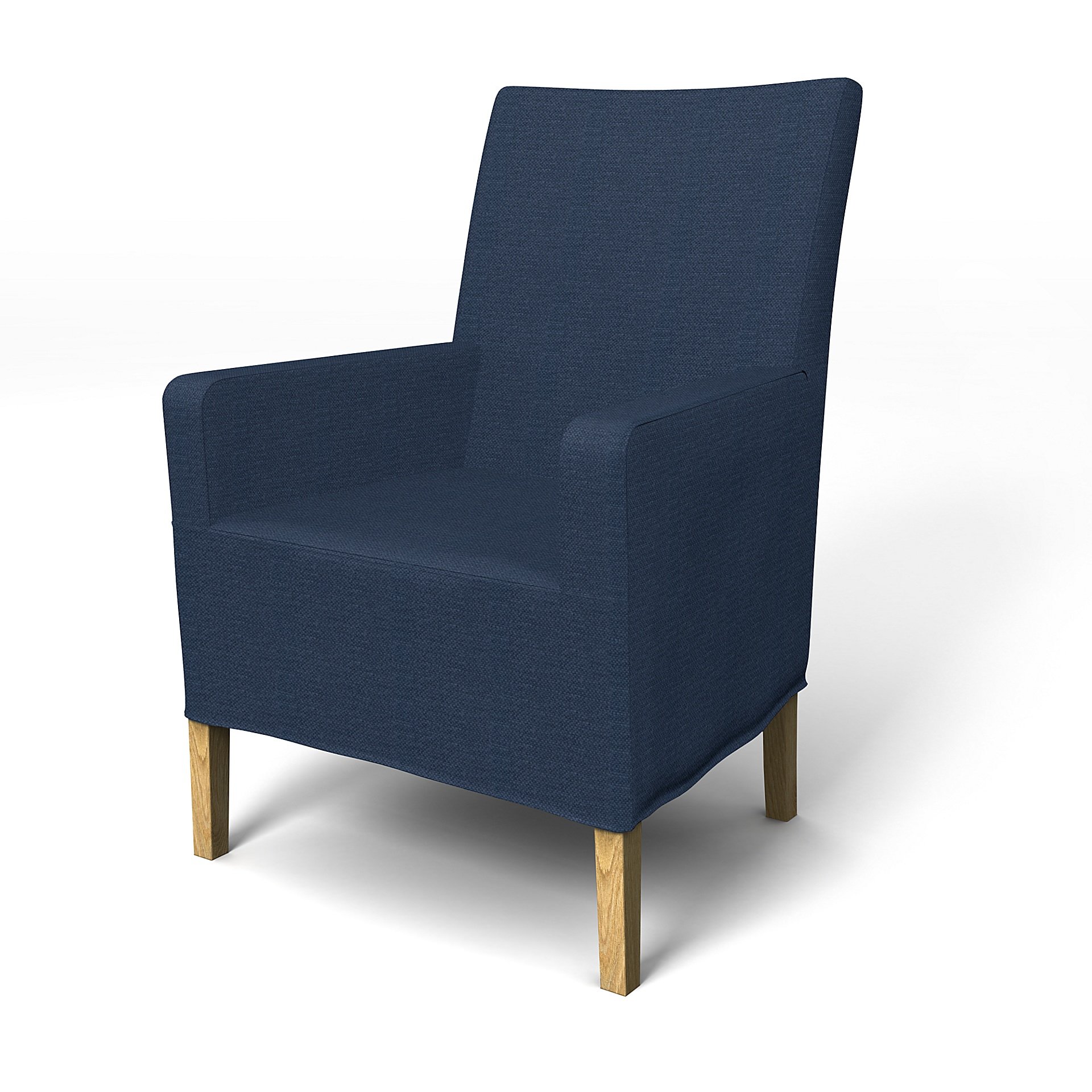 IKEA - Henriksdal, Chair cover w/ armrest, medium length skirt, Navy Blue, Linen - Bemz