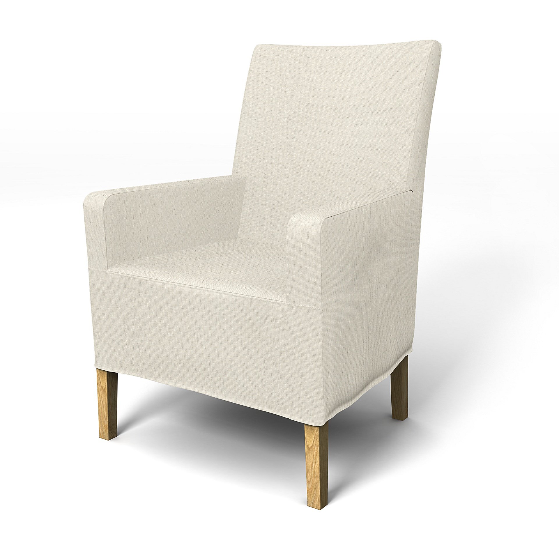 IKEA - Henriksdal, Chair cover w/ armrest, medium length skirt, Unbleached, Linen - Bemz