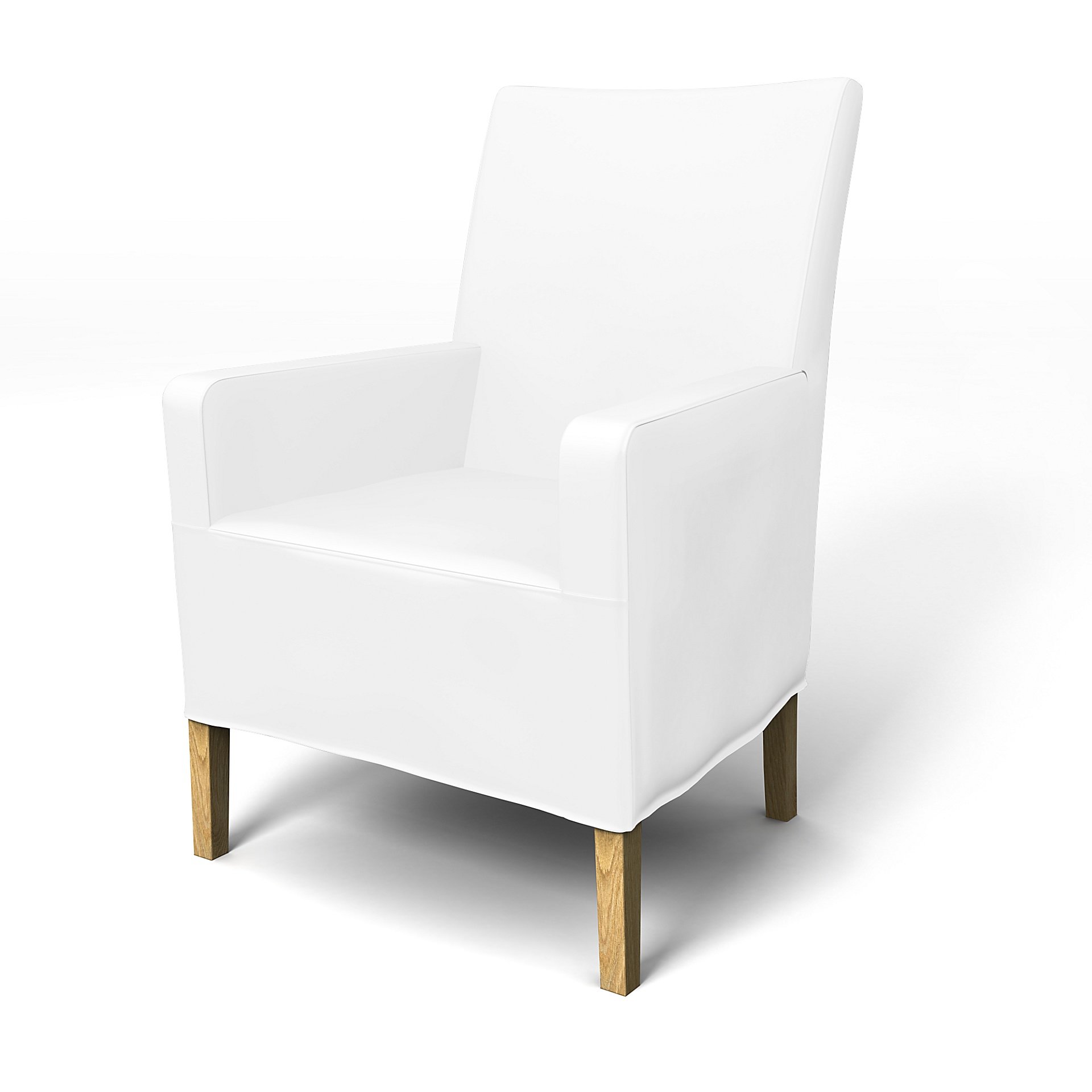 IKEA - Henriksdal, Chair cover w/ armrest, medium length skirt, Absolute White, Linen - Bemz