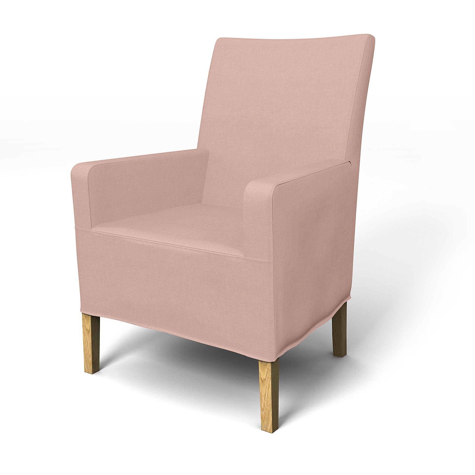 IKEA - Henriksdal, Chair cover w/ armrest, medium length skirt, Blush, Linen - Bemz