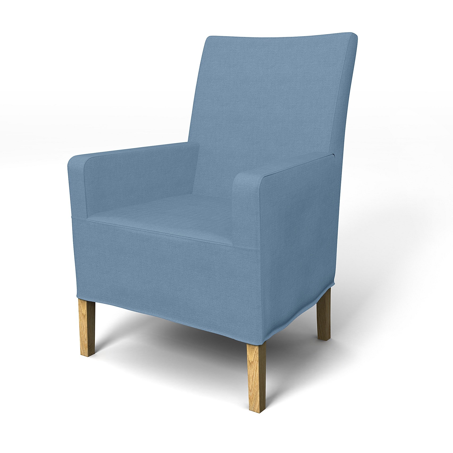 IKEA - Henriksdal, Chair cover w/ armrest, medium length skirt, Vintage Blue, Linen - Bemz