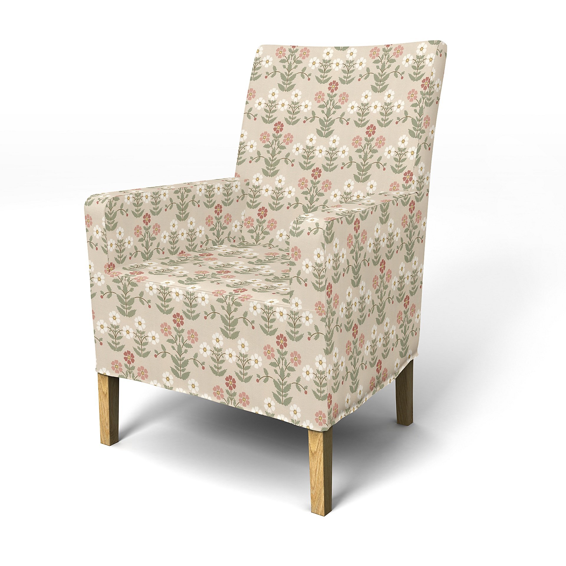 IKEA - Henriksdal, Chair cover w/ armrest, medium length skirt, Pink Sippor, BEMZ x BORASTAPETER COL