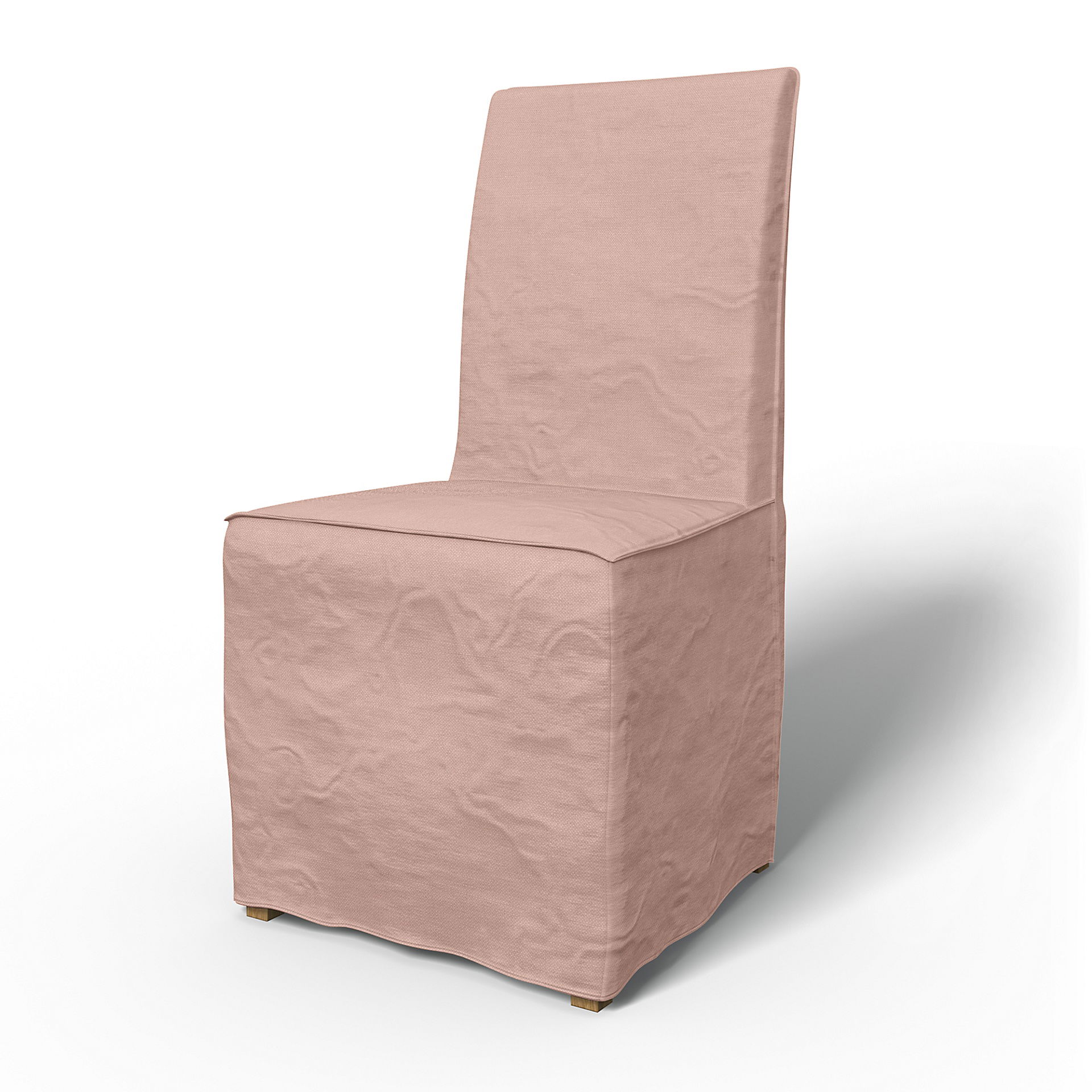 IKEA - Henriksdal Dining Chair Cover Long Skirt with French Seams (Large model), Blush, Linen - Bemz