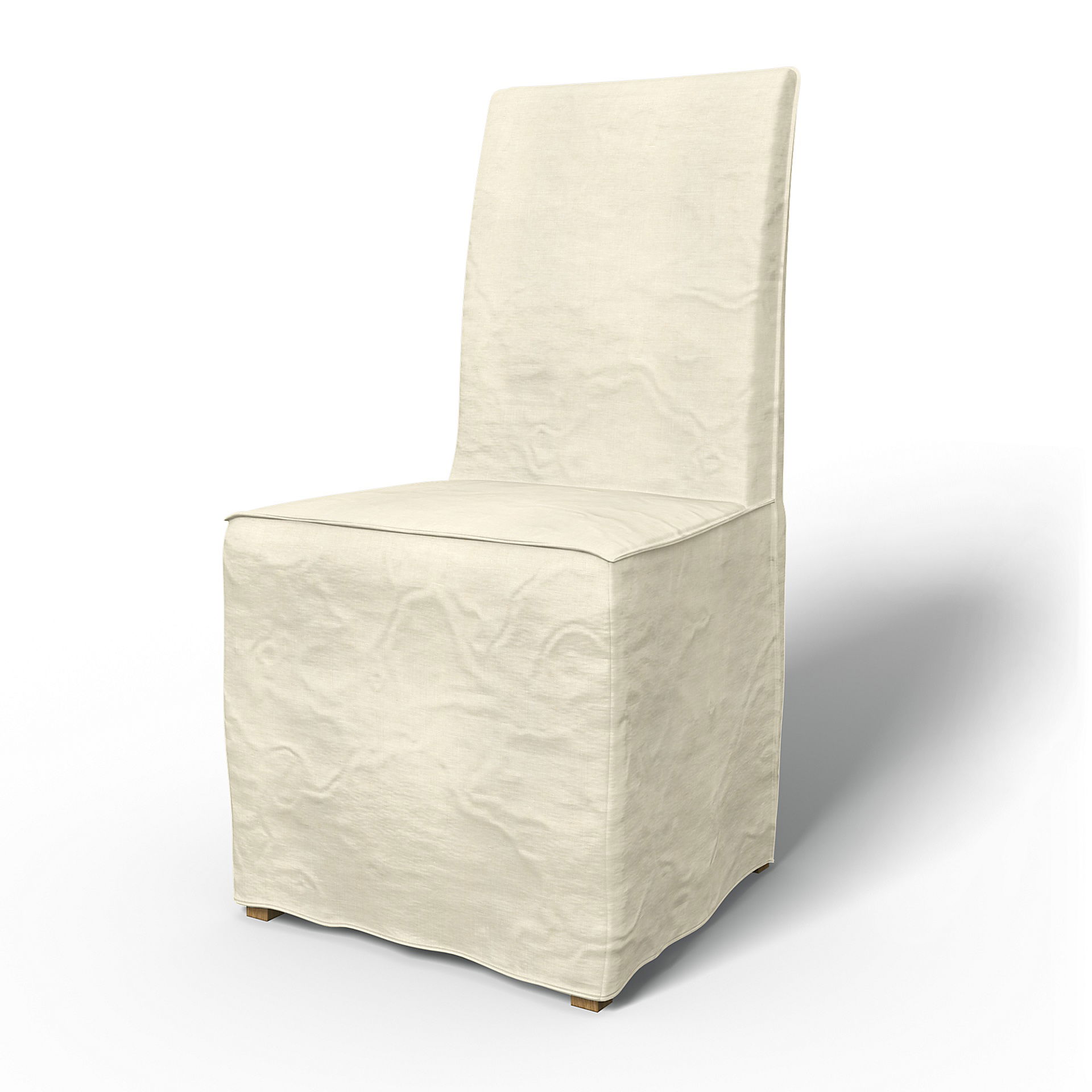 IKEA - Henriksdal Dining Chair Cover Long Skirt with French Seams (Standard model), White, Linen - Bemz