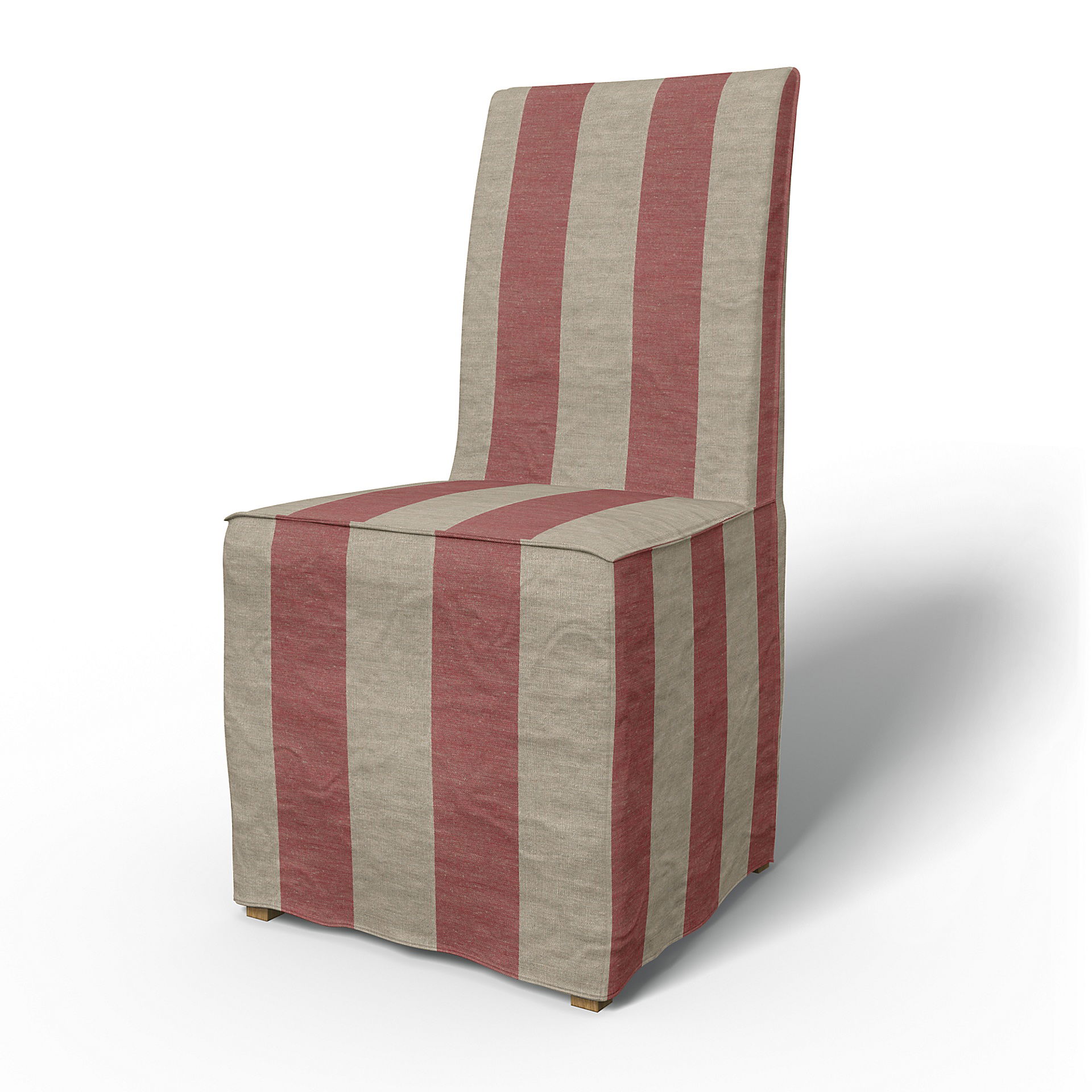 IKEA - Henriksdal Dining Chair Cover Long Skirt with French Seams (Standard model), Soft Red, Linen - Bemz