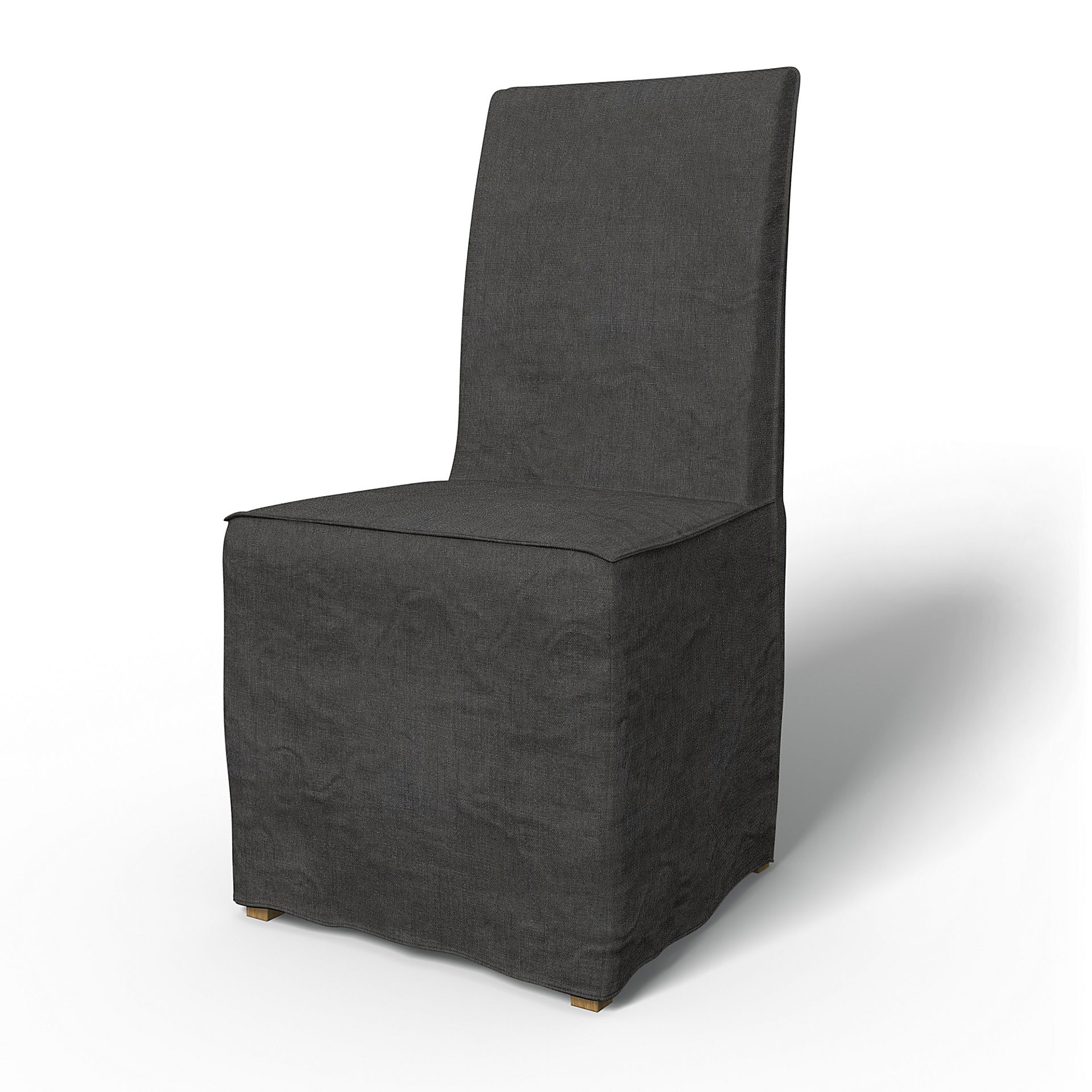 IKEA - Henriksdal Dining Chair Cover Long Skirt with French Seams (Standard model), Espresso, Linen - Bemz