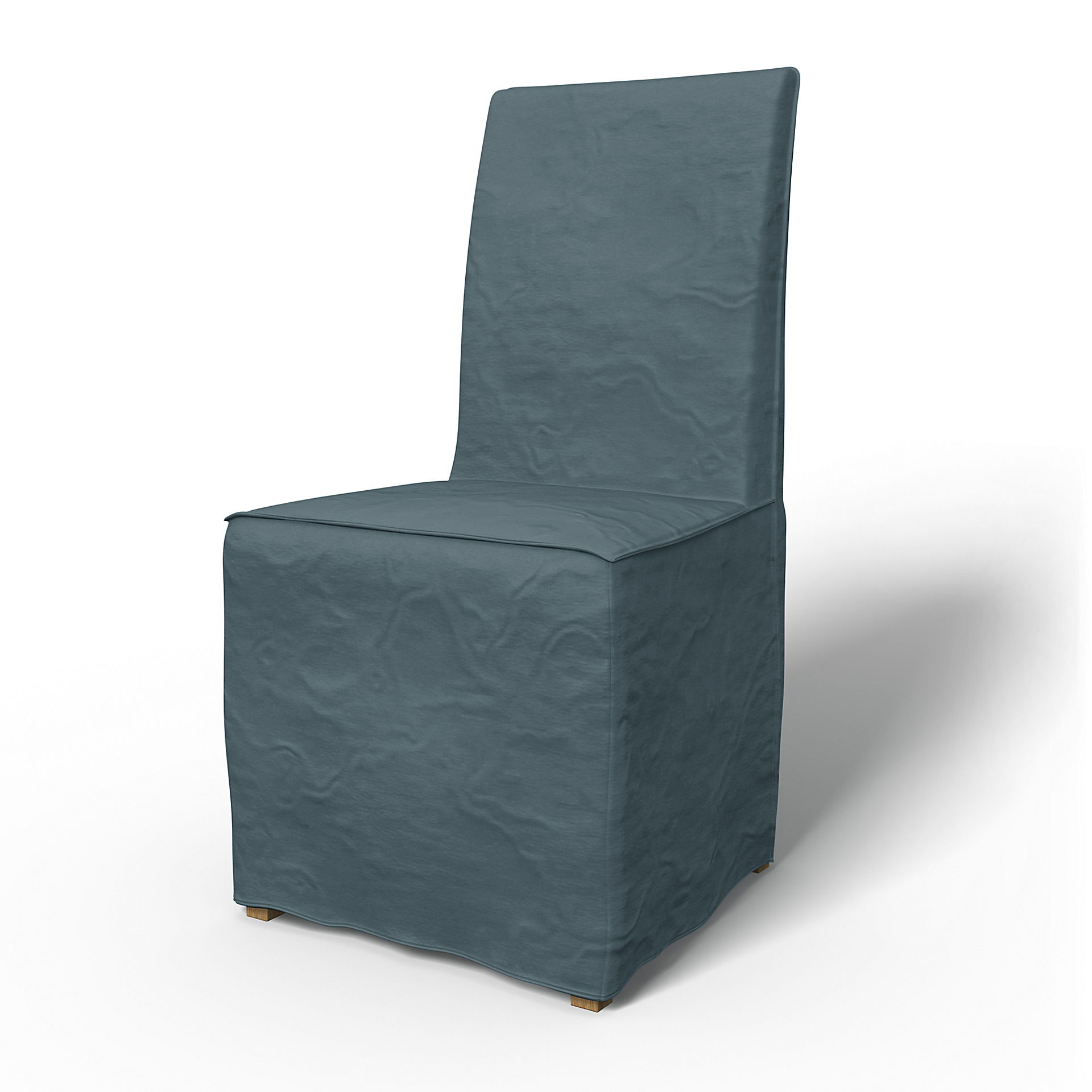 IKEA - Henriksdal Dining Chair Cover Long Skirt with French Seams (Standard model), Duck Egg, Velvet - Bemz