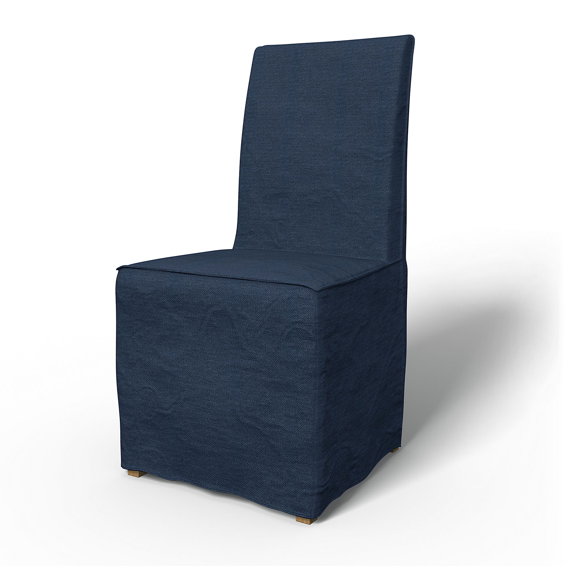 IKEA - Henriksdal Dining Chair Cover Long Skirt with French Seams (Standard model), Navy Blue, Linen - Bemz