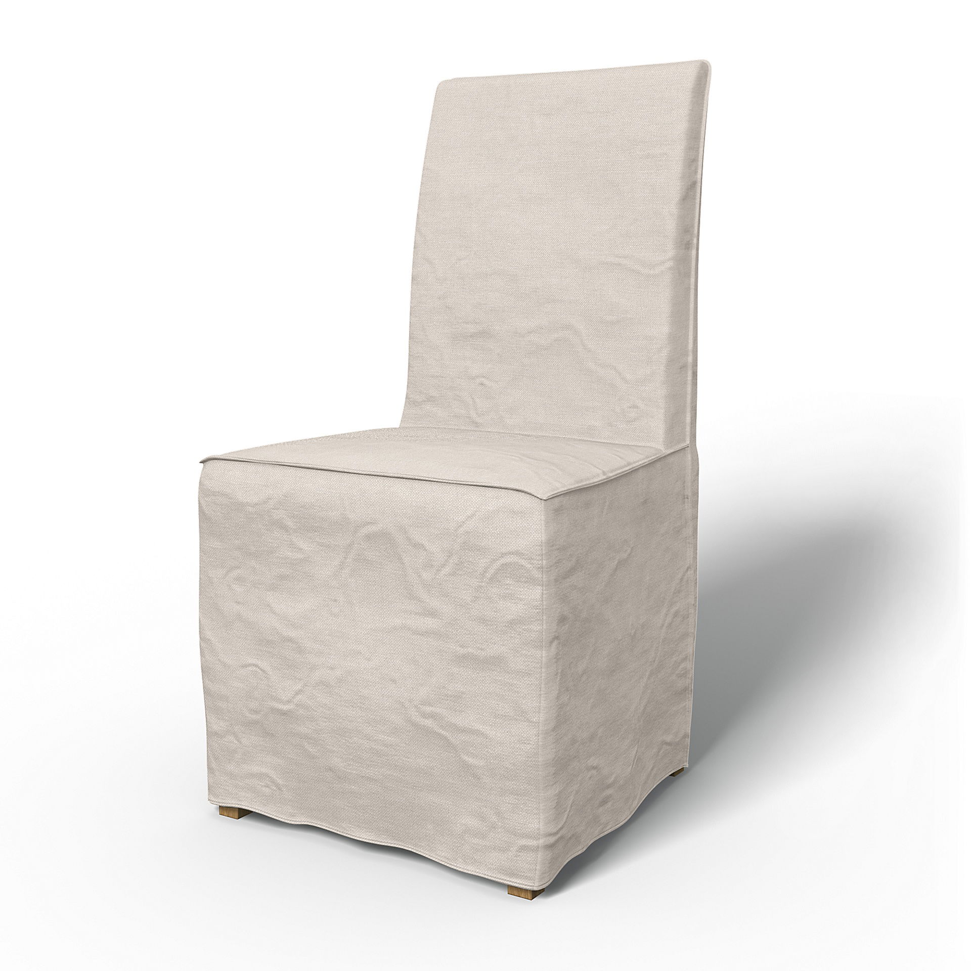 IKEA - Henriksdal Dining Chair Cover Long Skirt with French Seams (Standard model), Chalk, Linen - Bemz