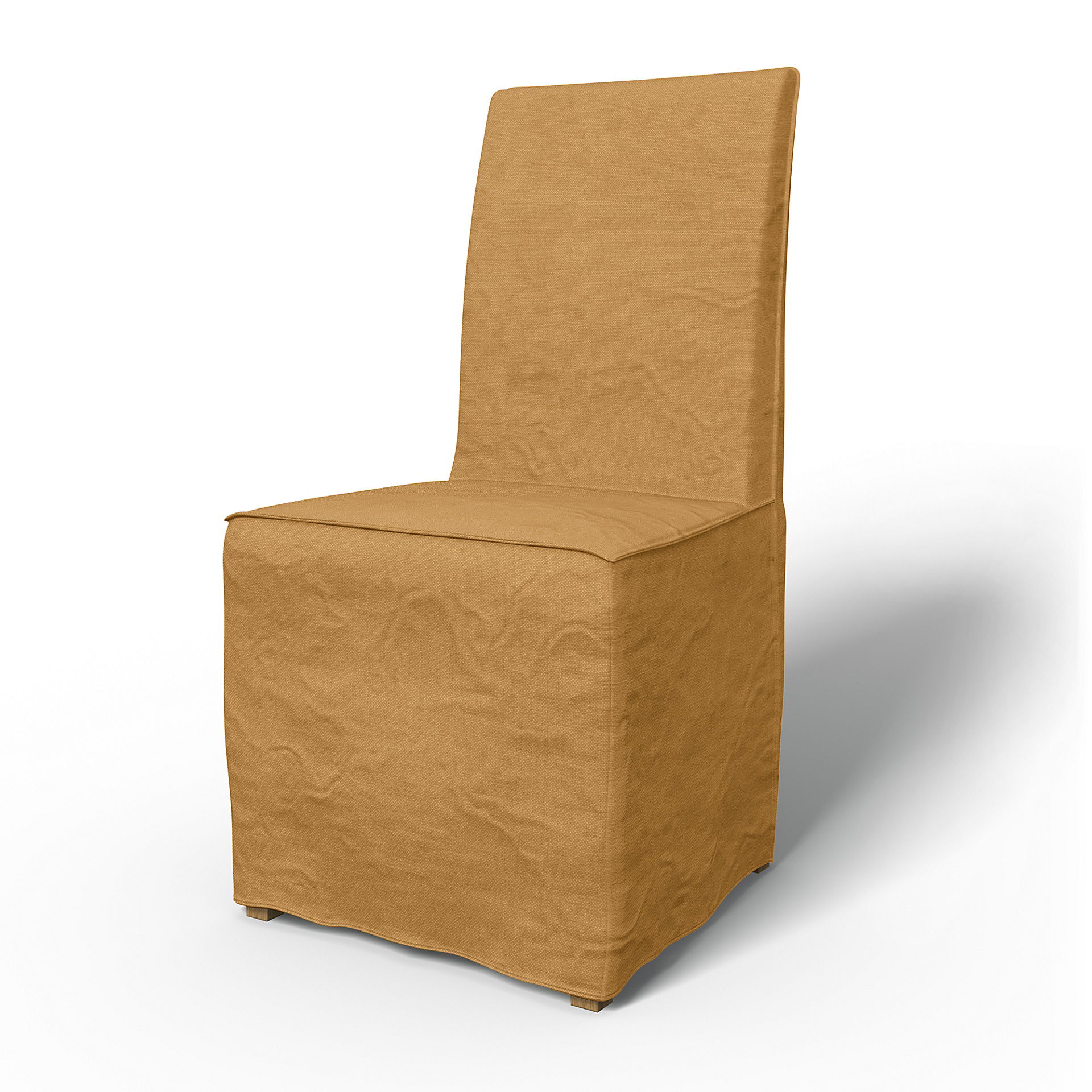 IKEA - Henriksdal Dining Chair Cover Long Skirt with French Seams (Standard model), Mustard, Linen - Bemz