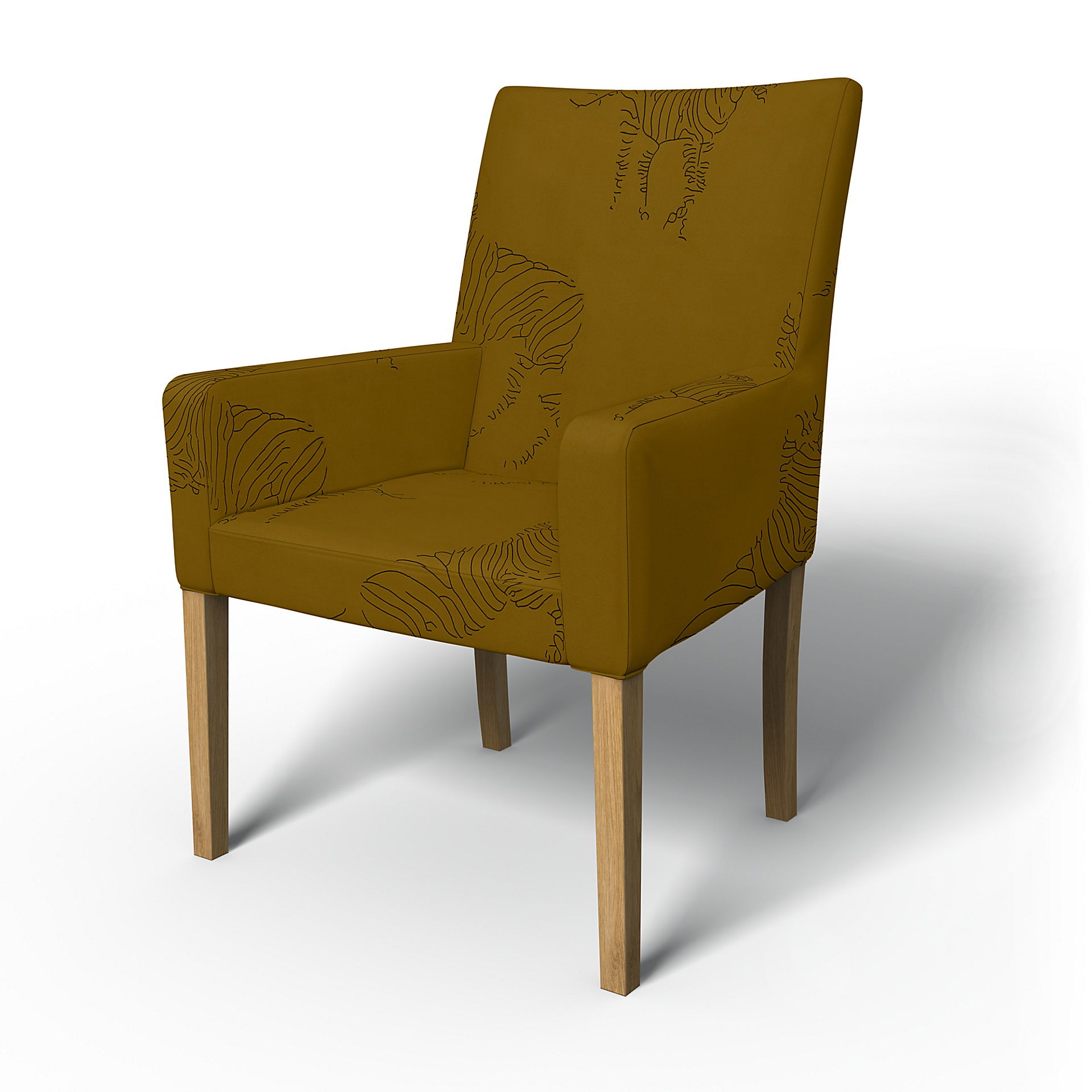 IKEA - Henriksdal, Chair cover w/ armrests, short, Turmeric / Zebra, BEMZ NATURE'S PALETTE COLLECTION - Bemz