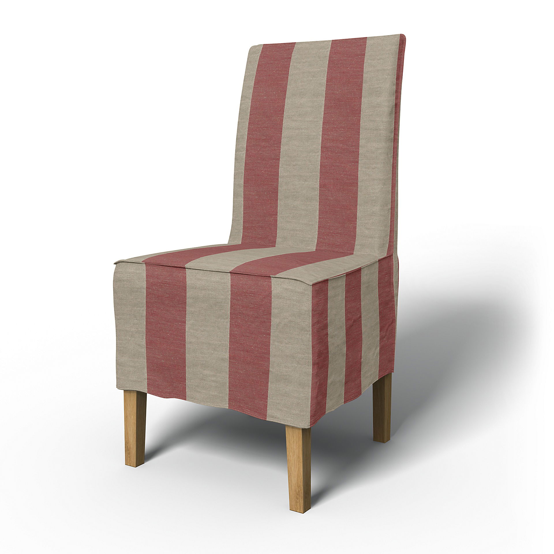 IKEA - Henriksdal Dining Chair Cover Medium skirt with French Seams (Standard model), Soft Red, Linen - Bemz