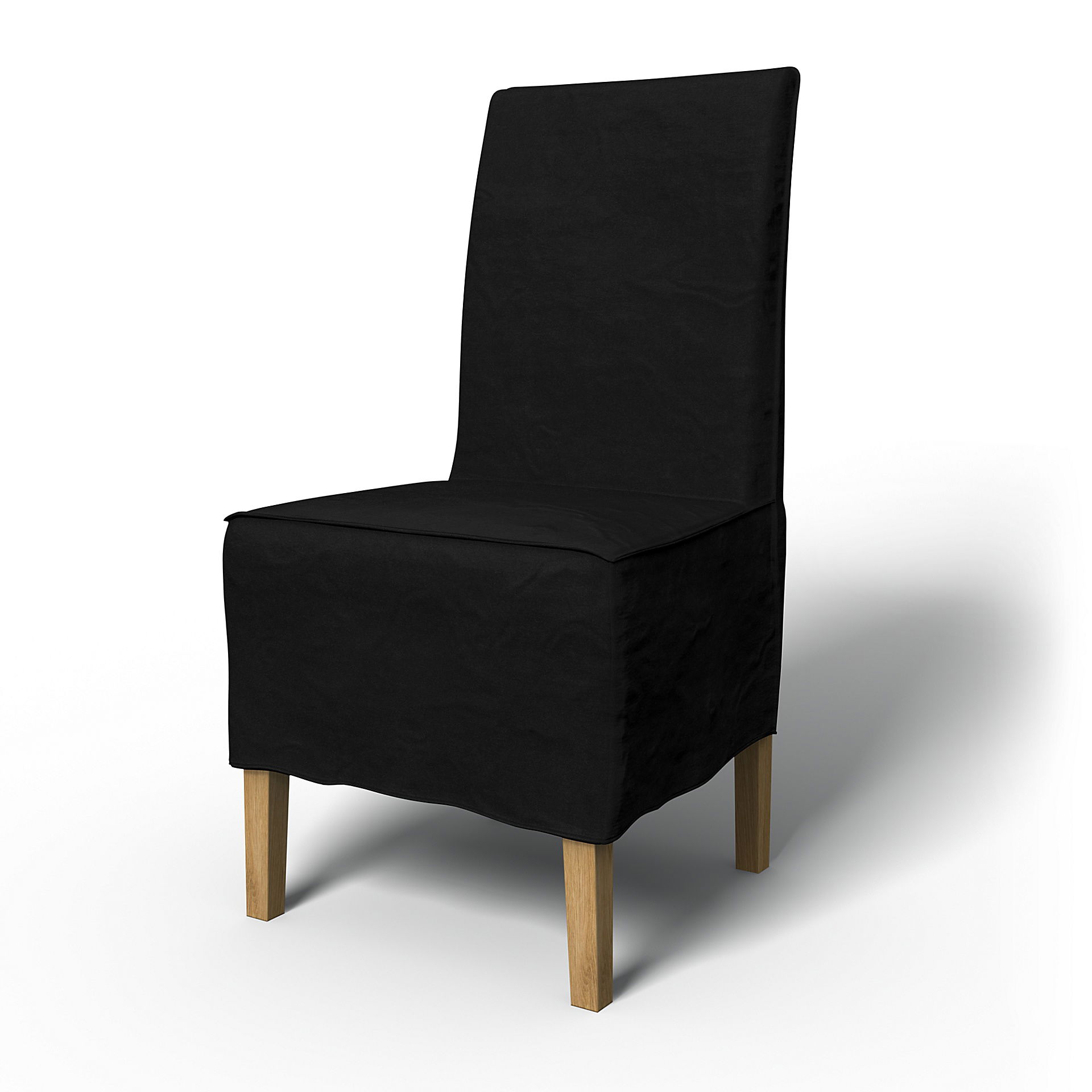 IKEA - Henriksdal Dining Chair Cover Medium skirt with French Seams (Standard model), Black, Velvet - Bemz