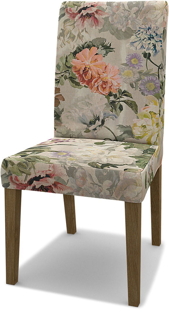 IKEA - Henriksdal Dining Chair Cover (Large model), Delft Flower - Tuberose, Linen - Bemz