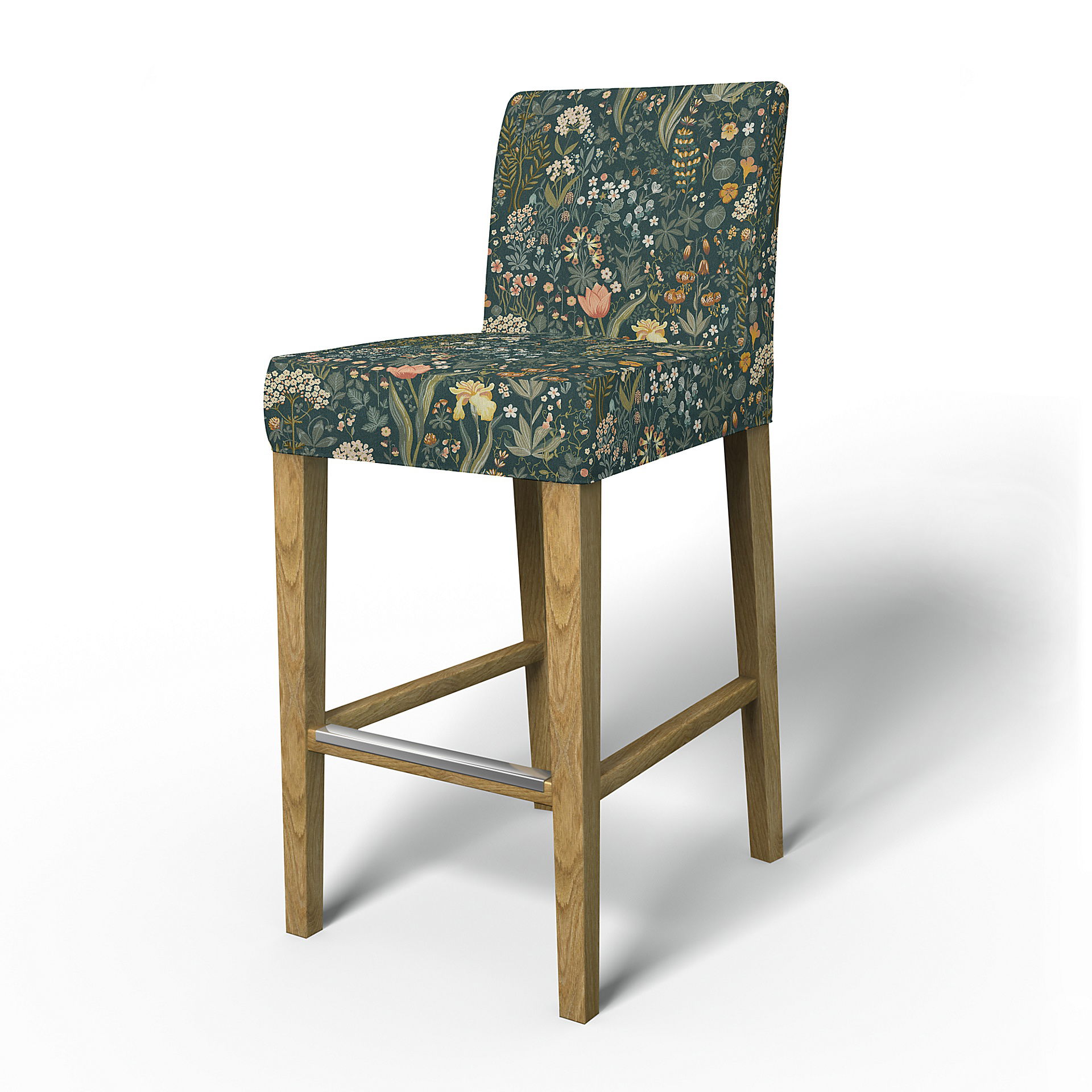 IKEA - Överdrag till Henriksdal barstol (Standard modell), Blomsterhav Dark, BEMZ x BORÅSTAPETER COLLECTION - Bemz