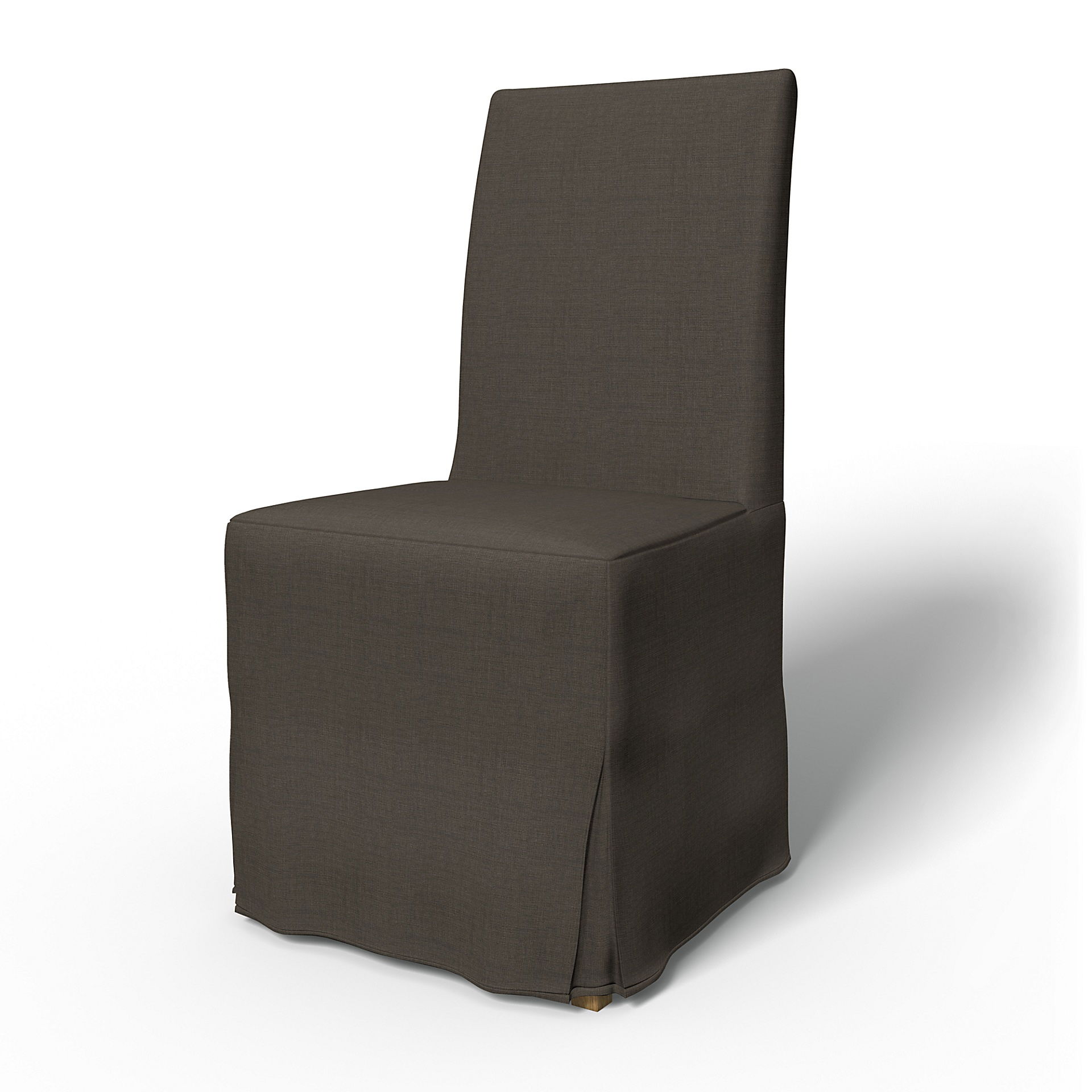 IKEA - Henriksdal Dining Chair Cover Long Skirt with Box Pleat (Standard model), Mocha, Linen - Bemz