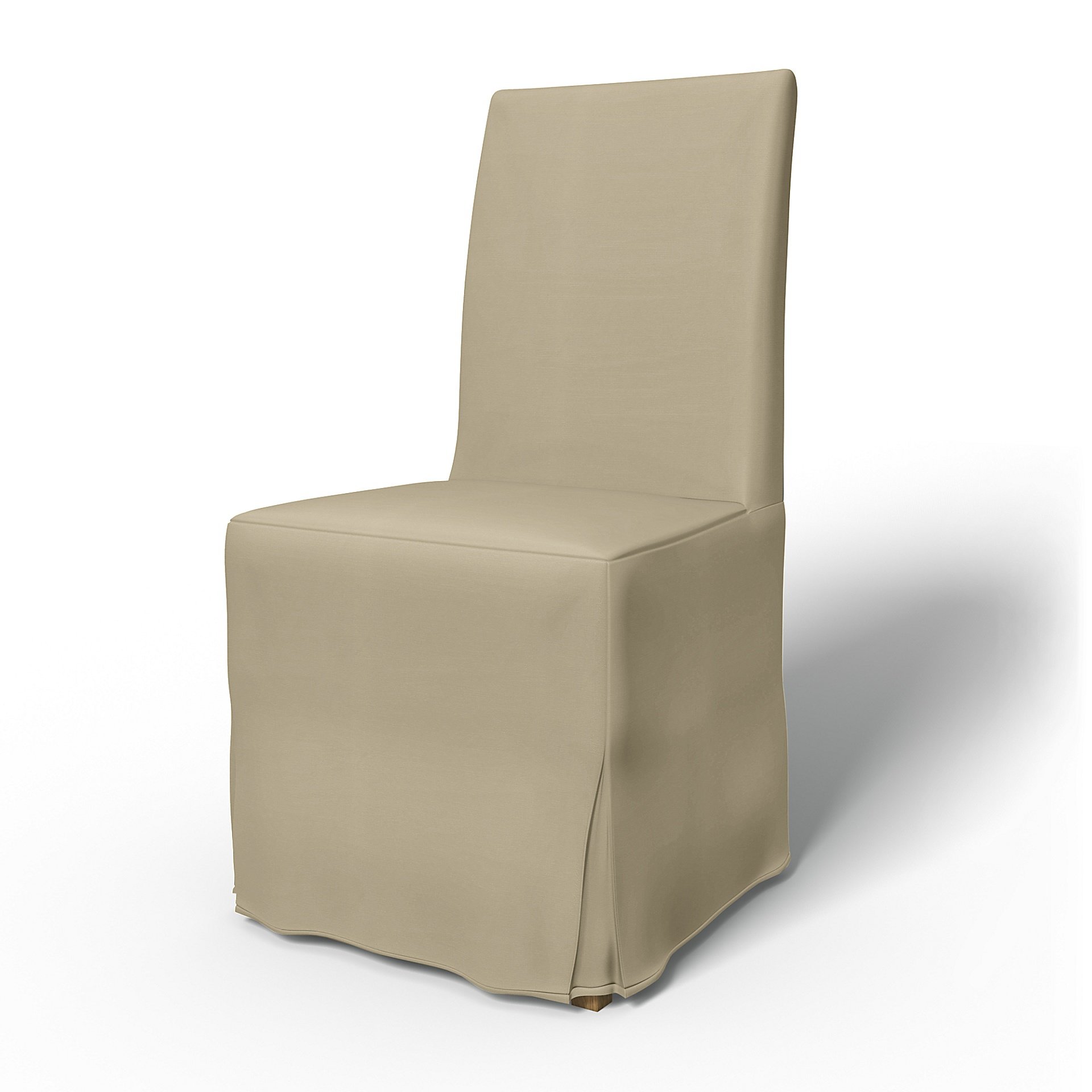 IKEA - Henriksdal Dining Chair Cover Long Skirt with Box Pleat (Standard model), Sand Beige, Cotton 