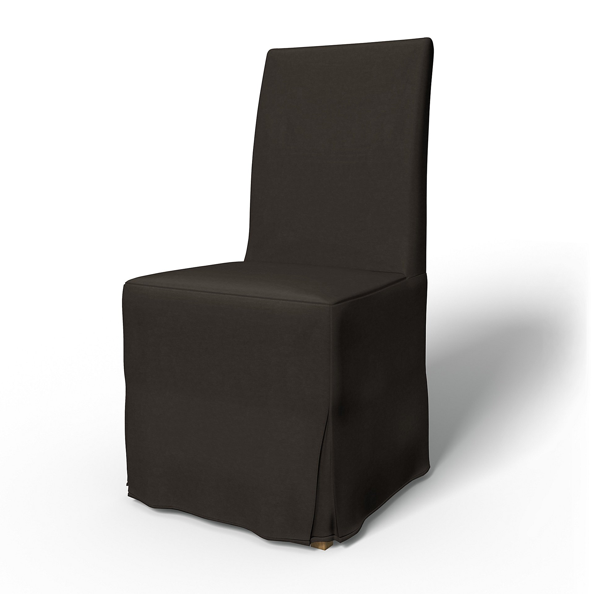 IKEA - Henriksdal Dining Chair Cover Long Skirt with Box Pleat (Standard model), Licorice, Velvet - 