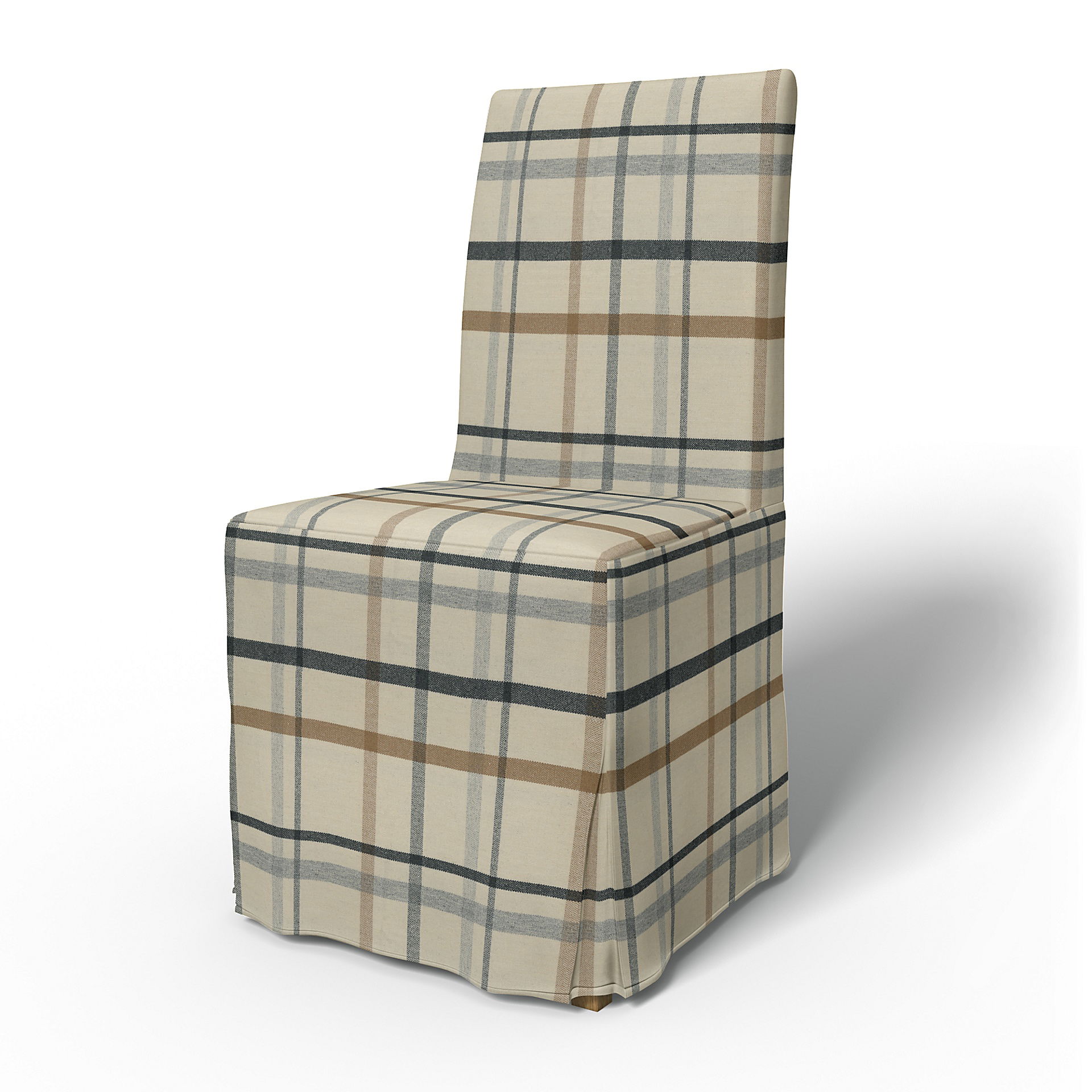 IKEA - Housse de chaise Henriksdal, jupe longue, à plis creux (modèle standard), Fawn Brown, LAINE - Bemz