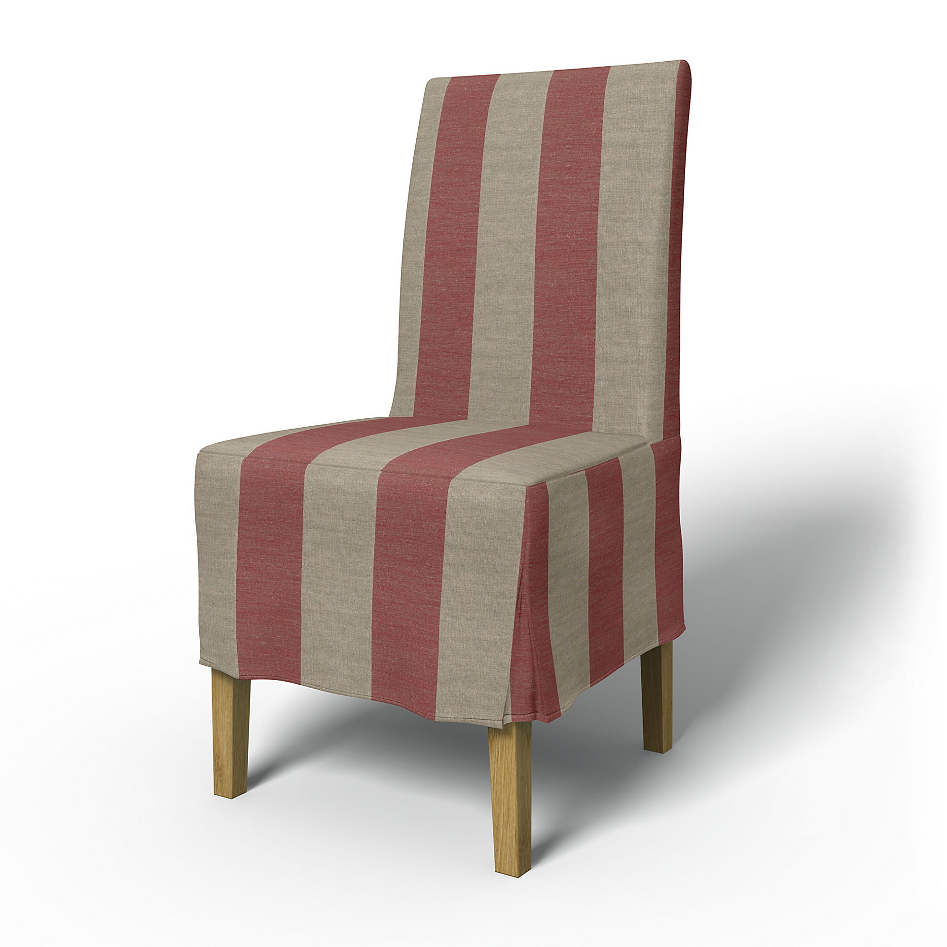 IKEA - Henriksdal Dining Chair Cover Medium skirt with Box Pleat (Standard model), Soft Red, Linen - Bemz