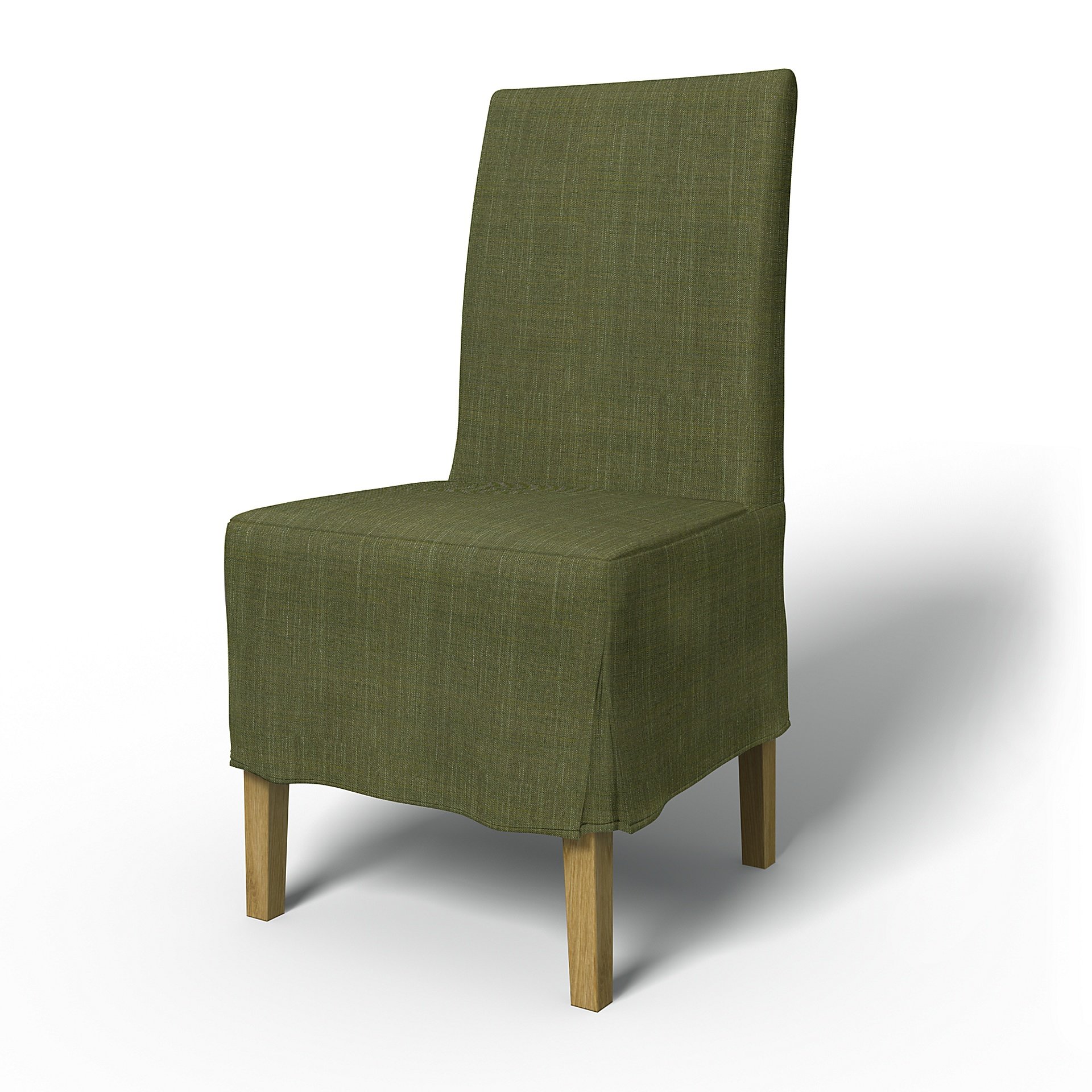 IKEA - Henriksdal Dining Chair Cover Medium skirt with Box Pleat (Standard model), Moss Green, Boucl