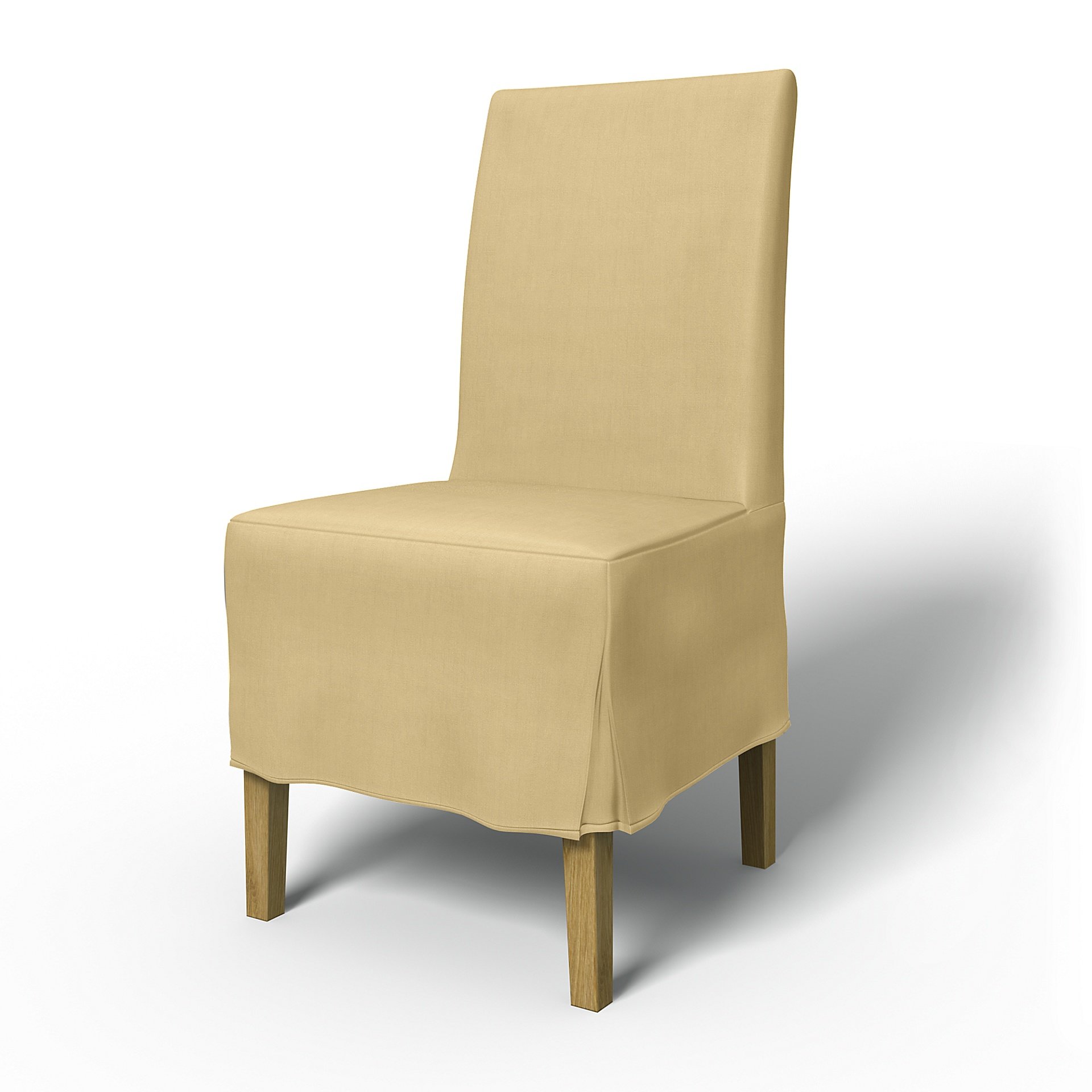 IKEA - Henriksdal Dining Chair Cover Medium skirt with Box Pleat (Standard model), Straw Yellow, Lin