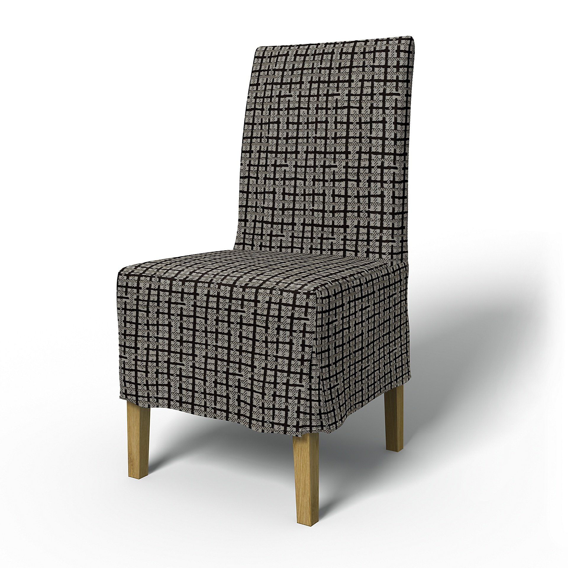 IKEA - Henriksdal Dining Chair Cover Medium skirt with Box Pleat (Standard model), Chocolate, Velvet