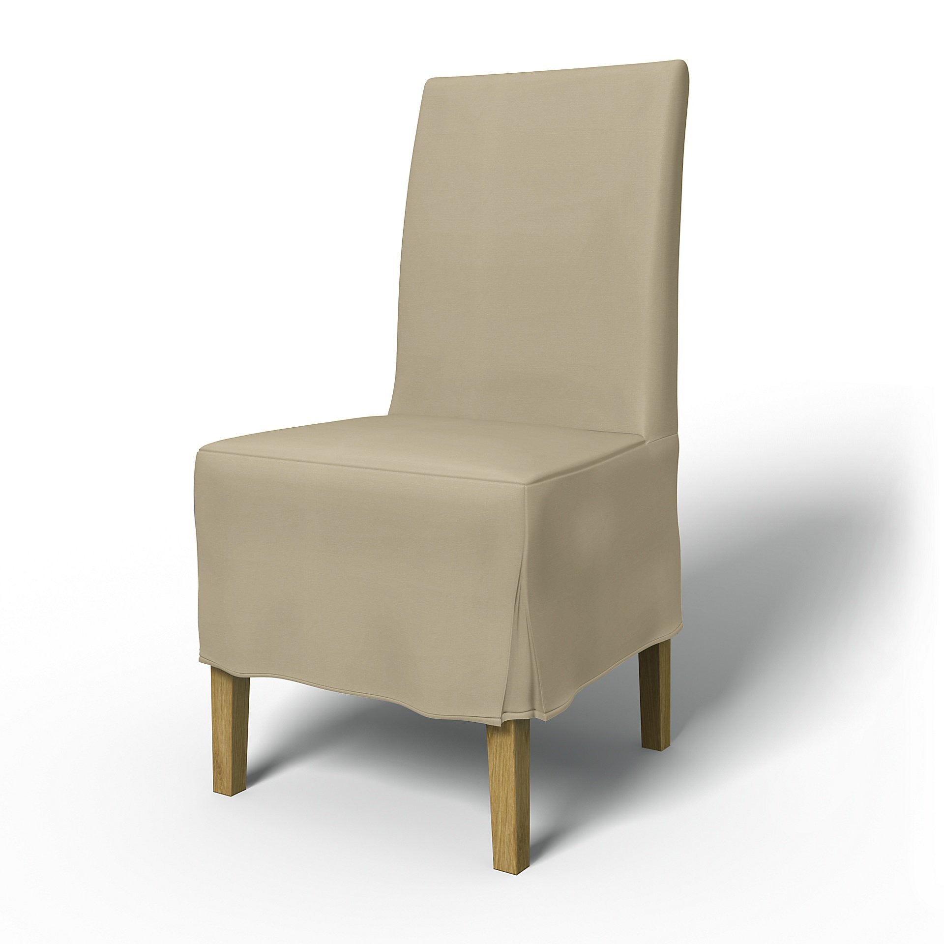 IKEA - Henriksdal Dining Chair Cover Medium skirt with Box Pleat (Standard model), Sand Beige, Cotto