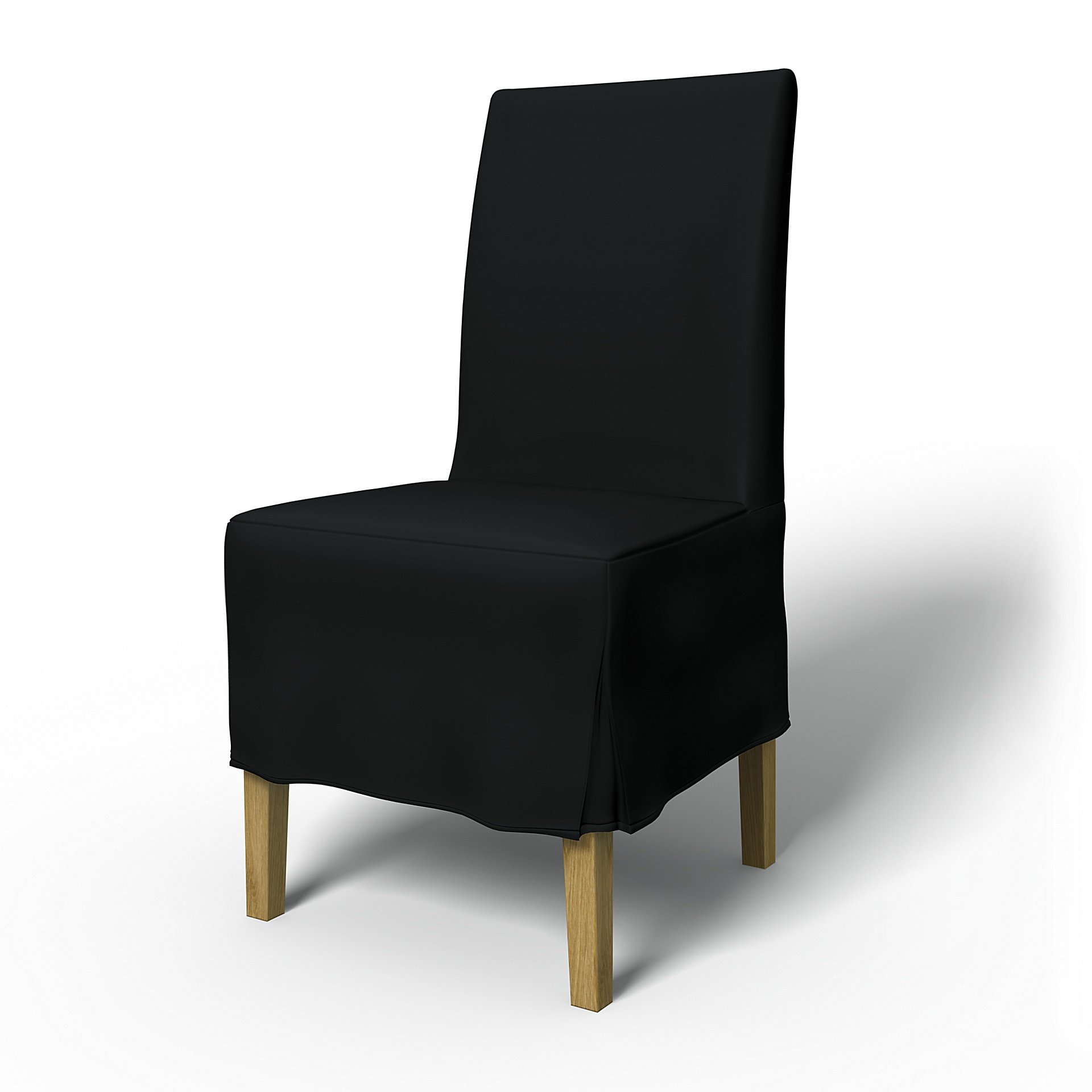 IKEA - Henriksdal Dining Chair Cover Medium skirt with Box Pleat (Standard model), Jet Black, Cotton