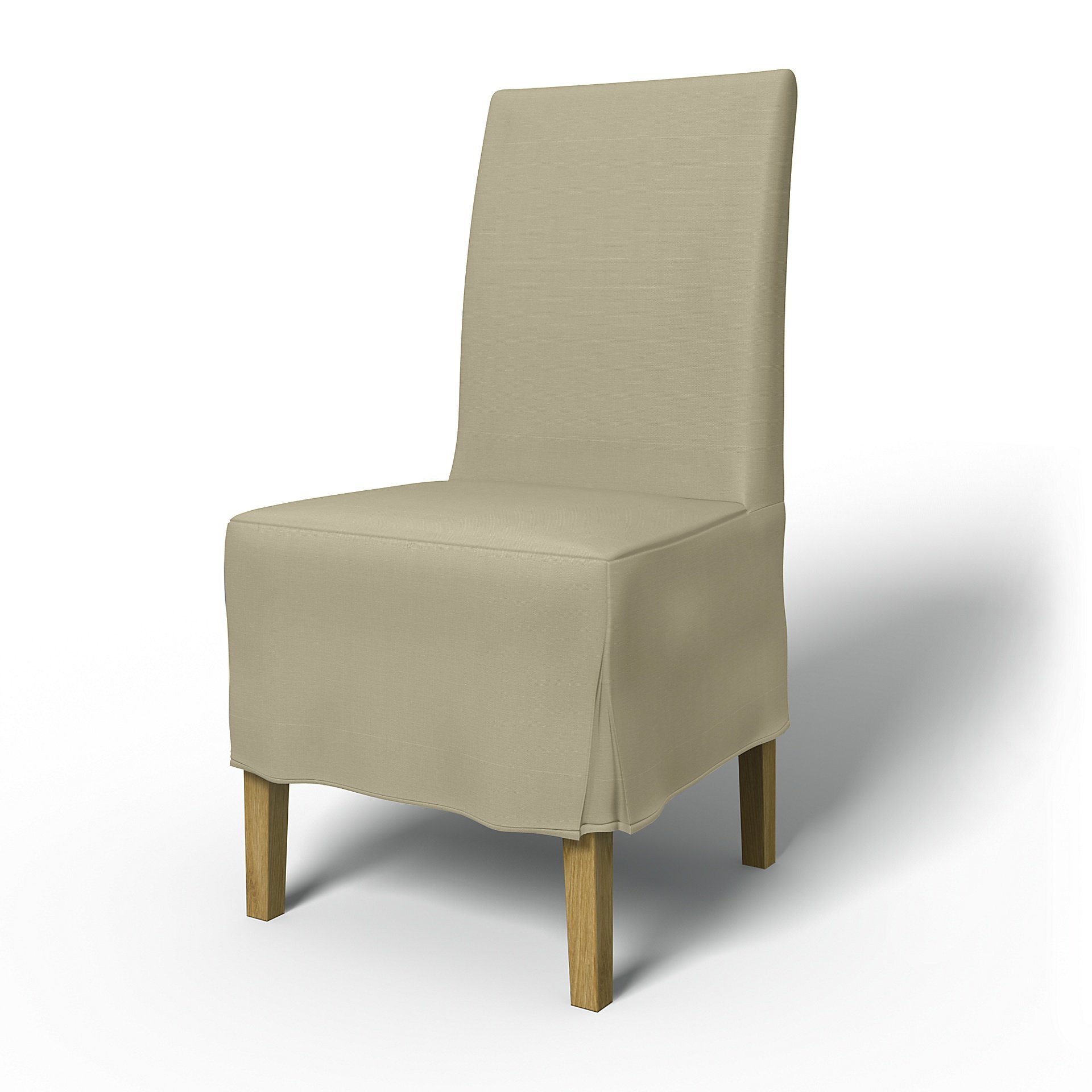 IKEA - Henriksdal Dining Chair Cover Medium skirt with Box Pleat (Standard model), Sand Beige, Cotto