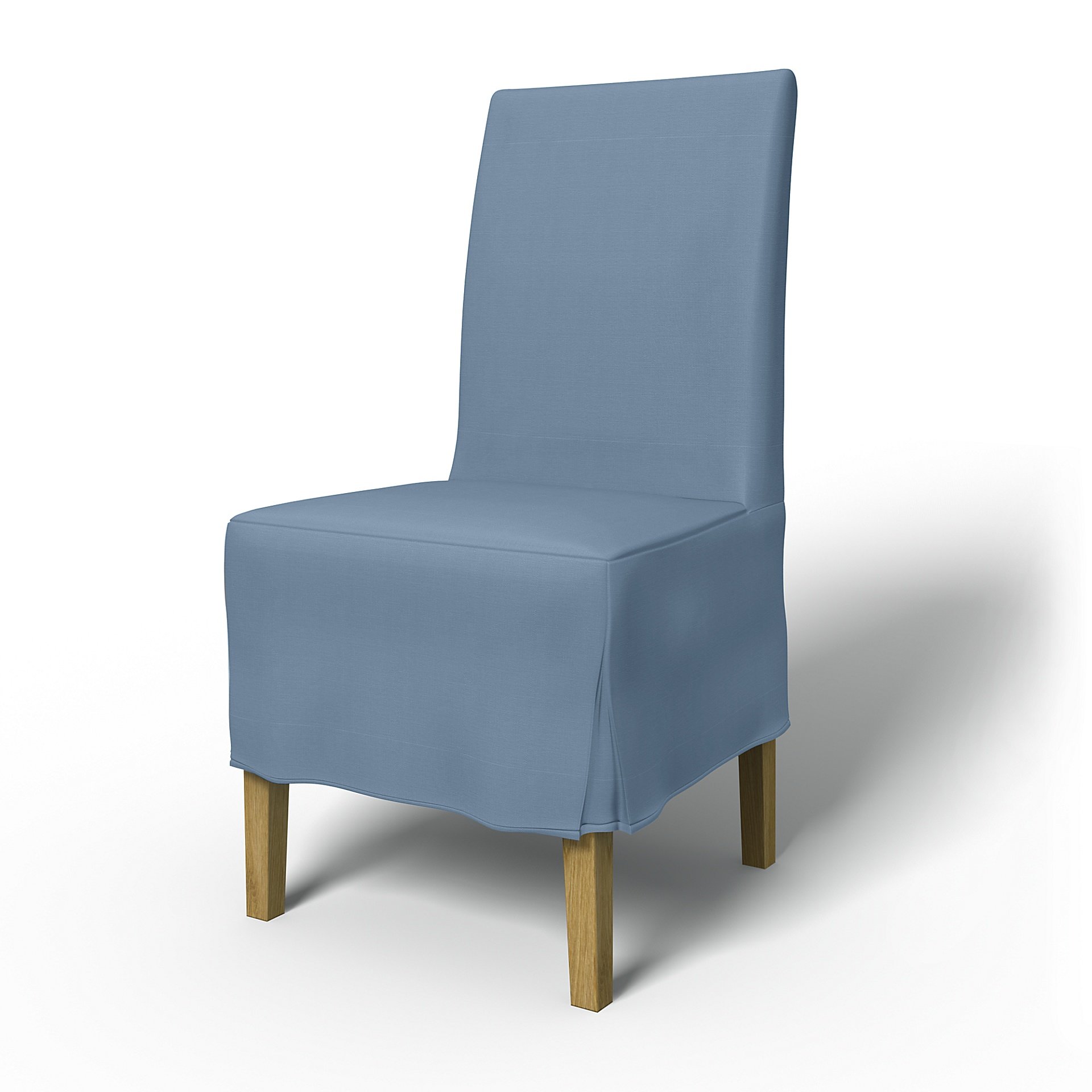 IKEA - Henriksdal Dining Chair Cover Medium skirt with Box Pleat (Standard model), Dusty Blue, Cotto