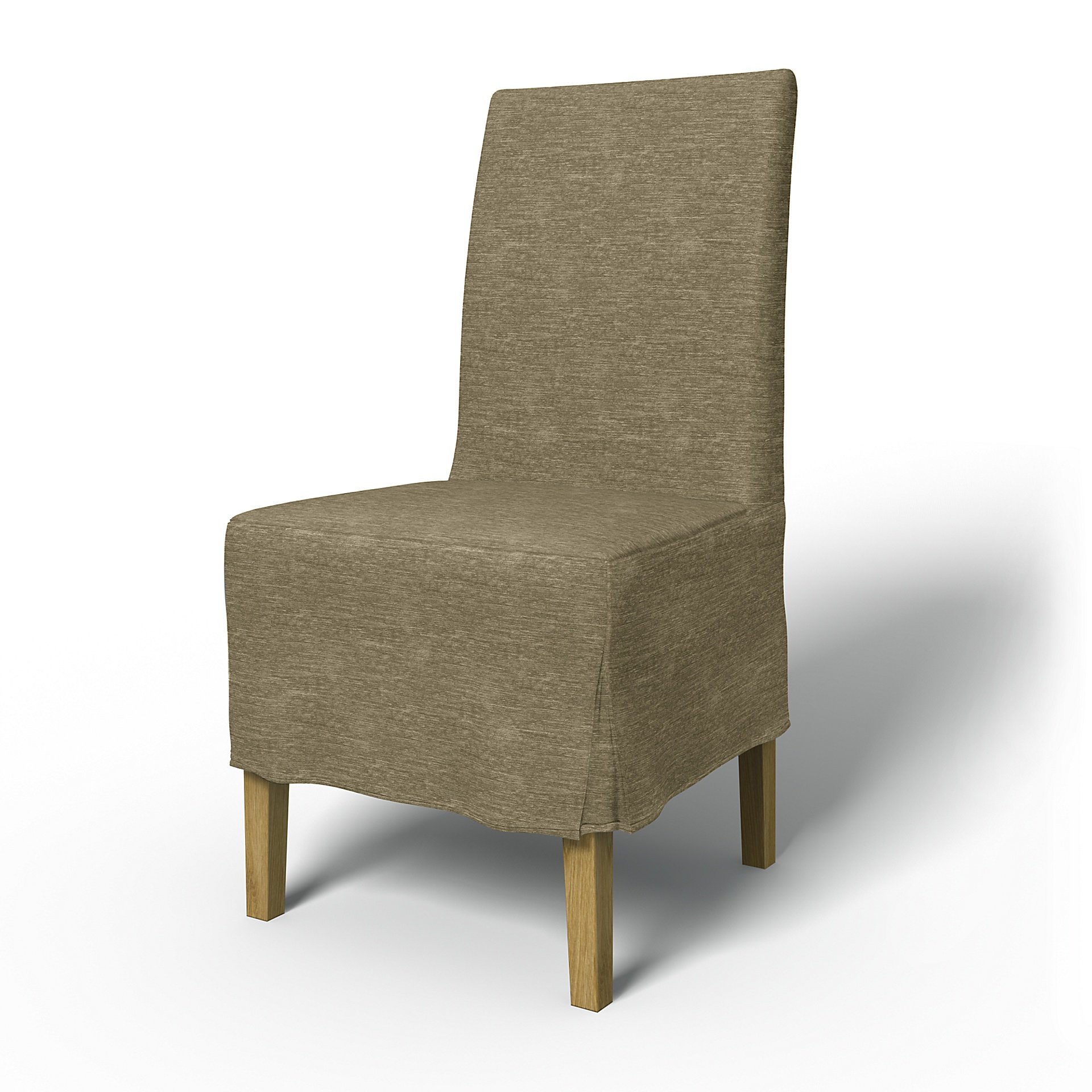IKEA - Henriksdal Dining Chair Cover Medium skirt with Box Pleat (Standard model), Beige, Velvet - B