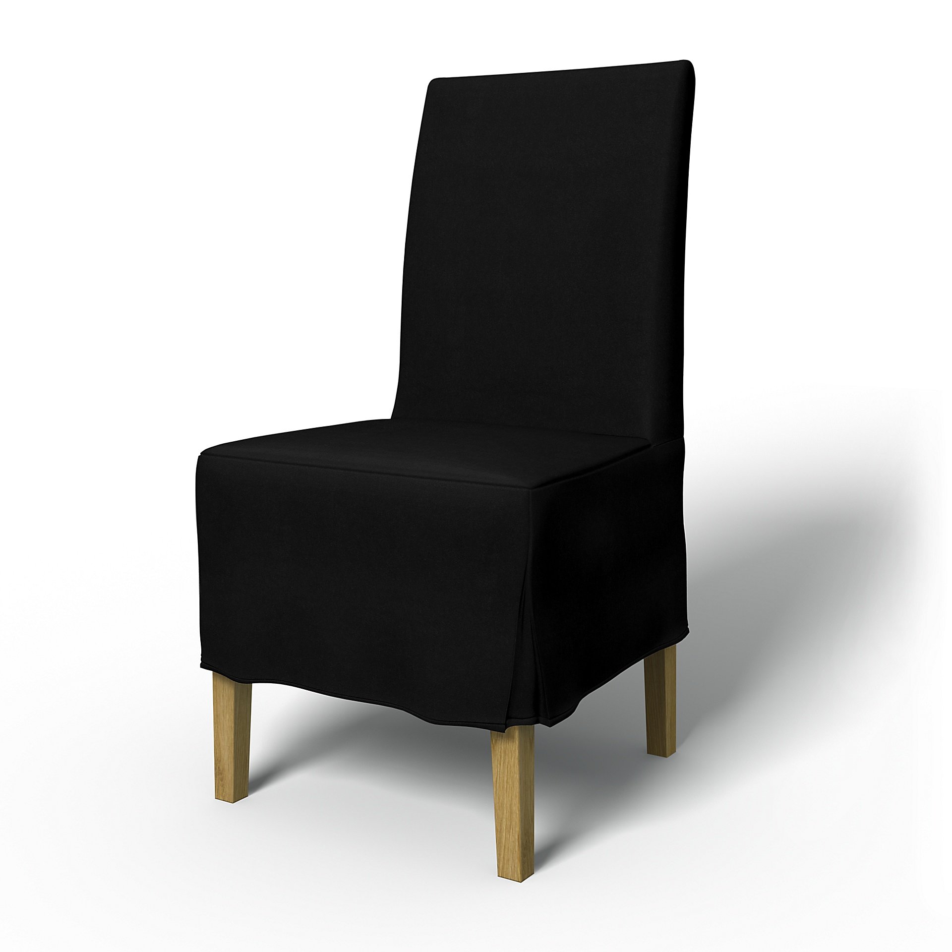 IKEA - Henriksdal Dining Chair Cover Medium skirt with Box Pleat (Standard model), Black, Velvet - B