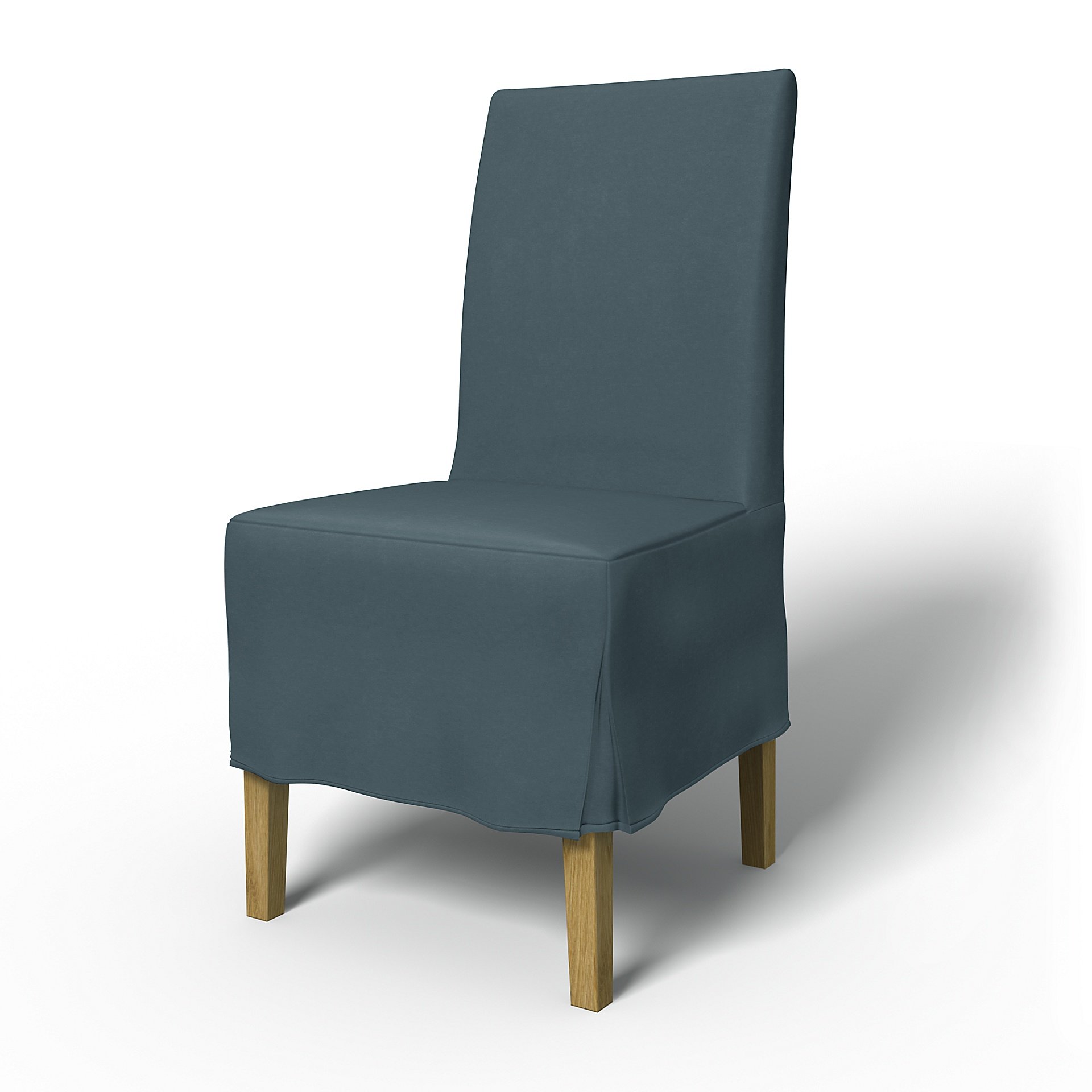 IKEA - Henriksdal Dining Chair Cover Medium skirt with Box Pleat (Standard model), Duck Egg, Velvet 