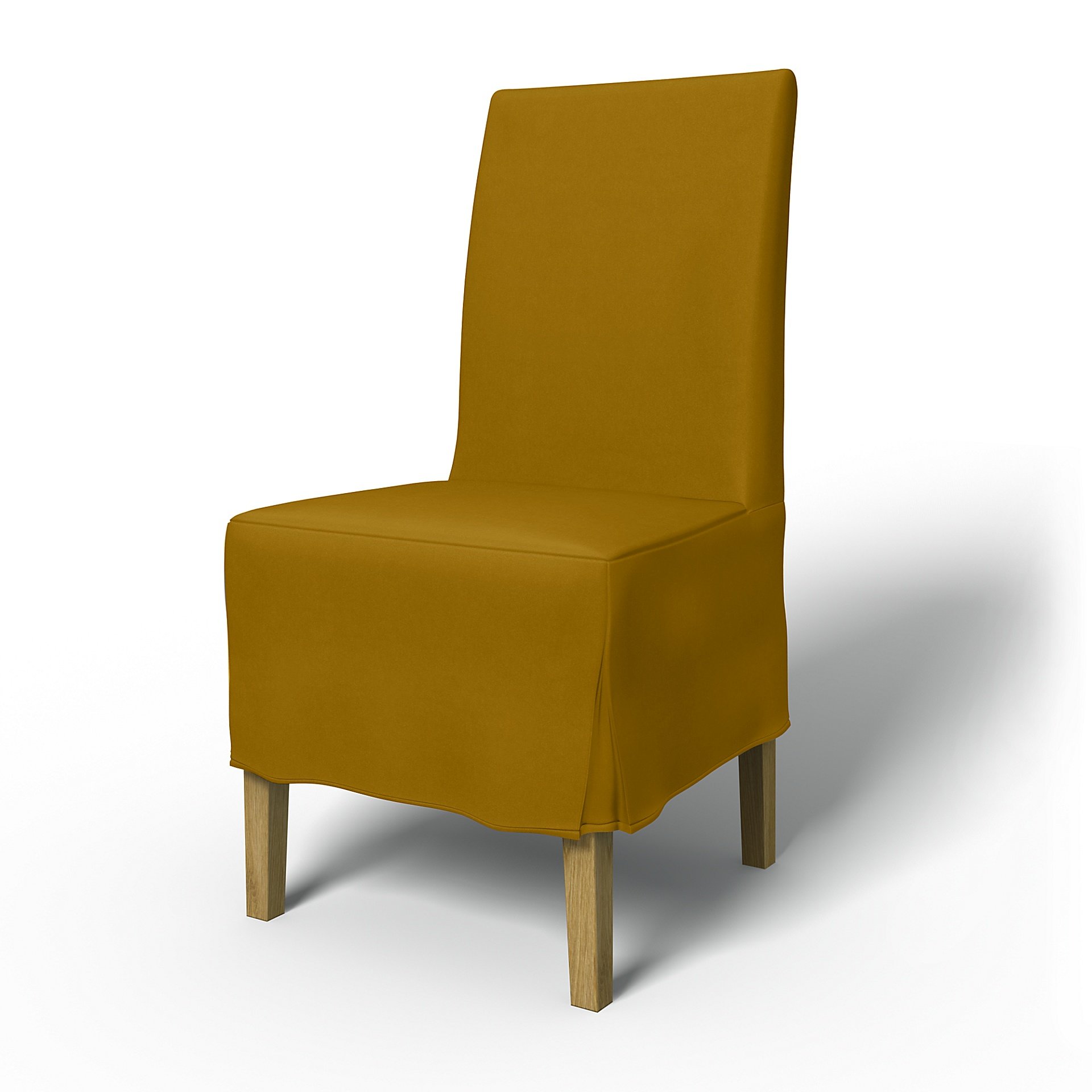 IKEA - Henriksdal Dining Chair Cover Medium skirt with Box Pleat (Standard model), Dijon, Velvet - B