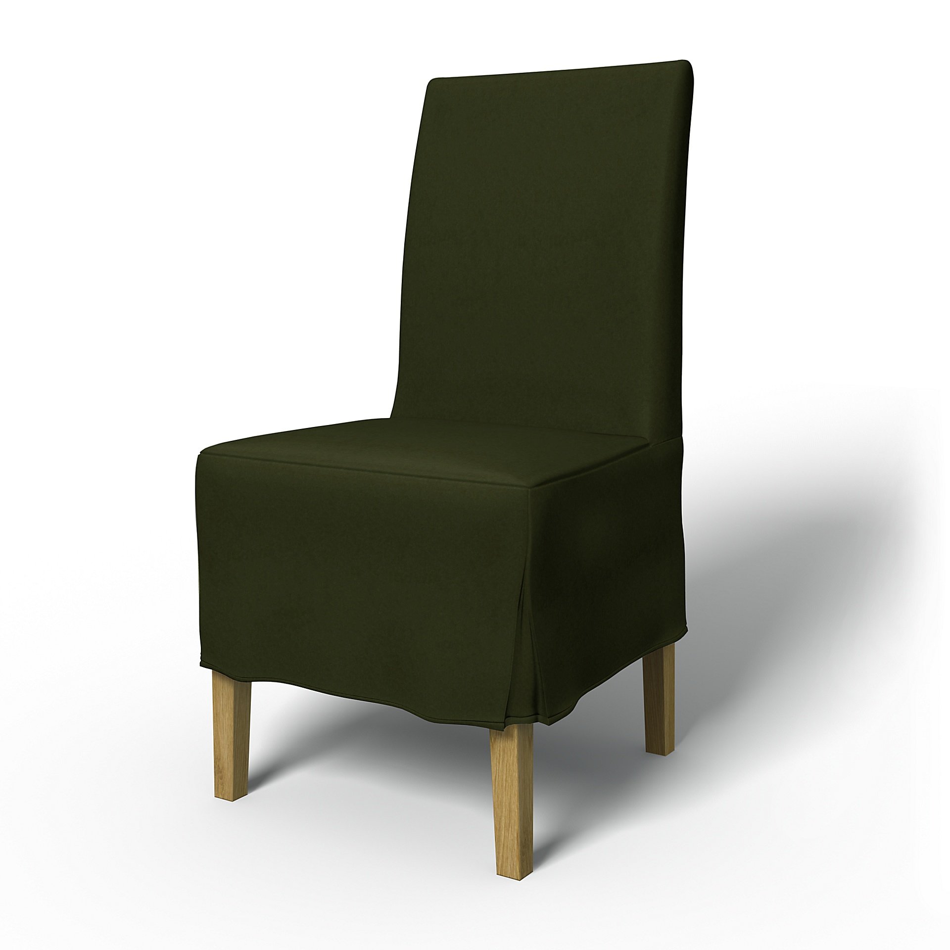 IKEA - Henriksdal Dining Chair Cover Medium skirt with Box Pleat (Standard model), Moss, Velvet - Be