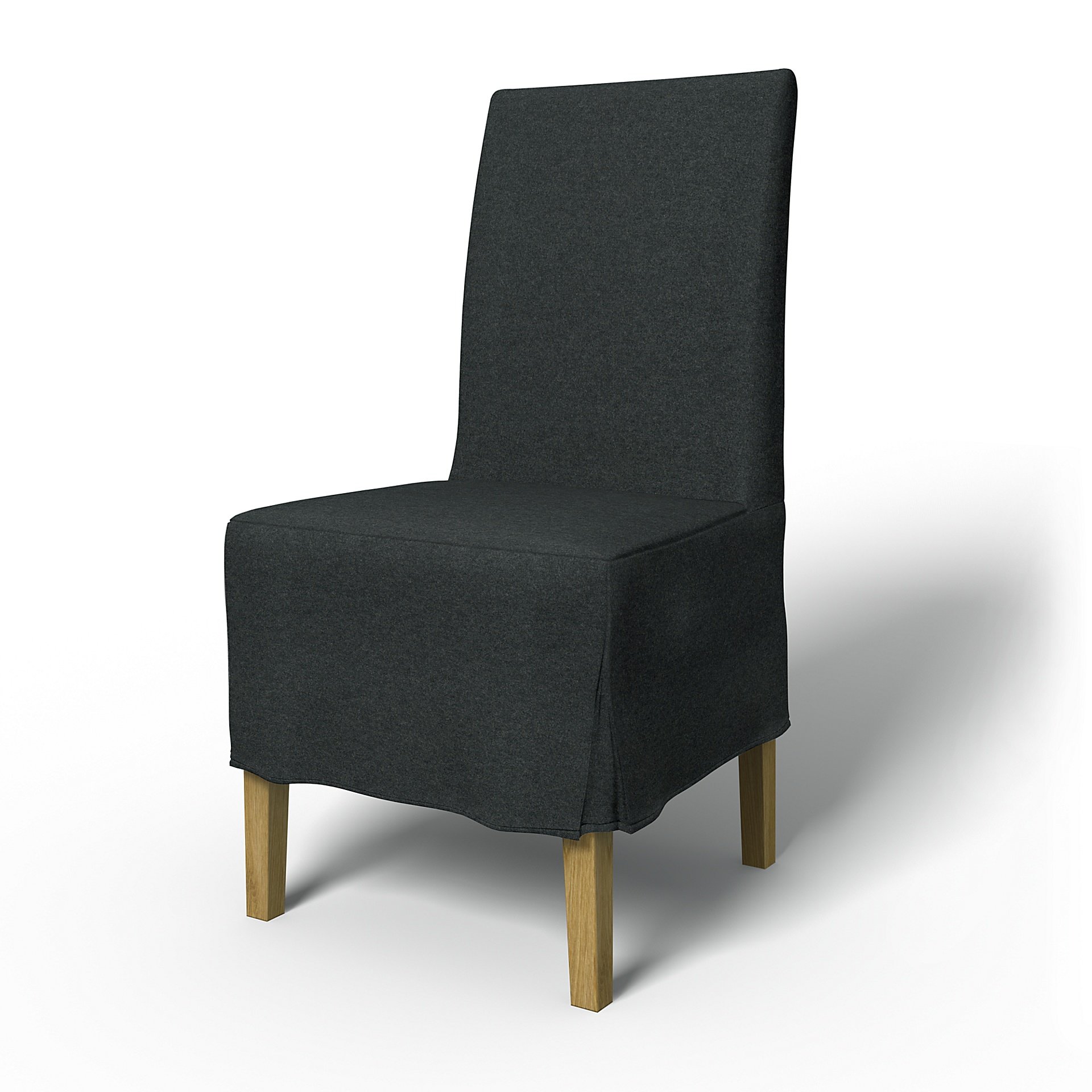 IKEA - Henriksdal Dining Chair Cover Medium skirt with Box Pleat (Standard model), Stone, Wool - Bem