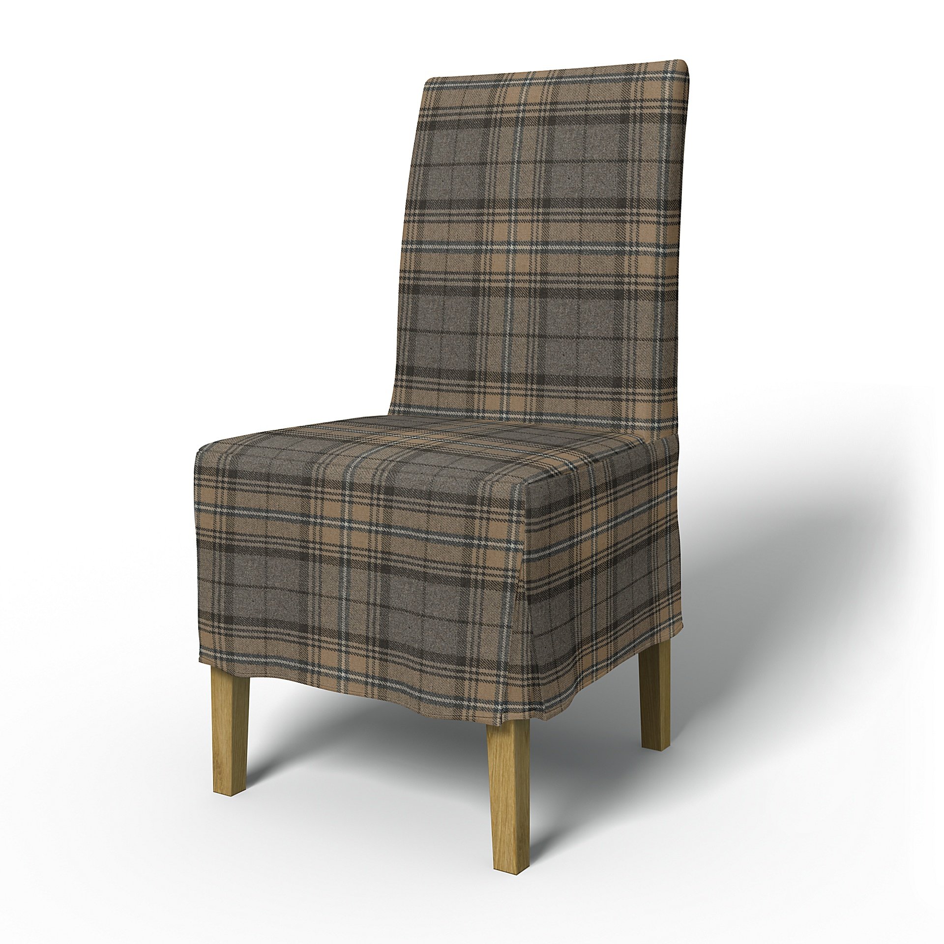 IKEA - Henriksdal Dining Chair Cover Medium skirt with Box Pleat (Standard model), Bark Brown, Wool 