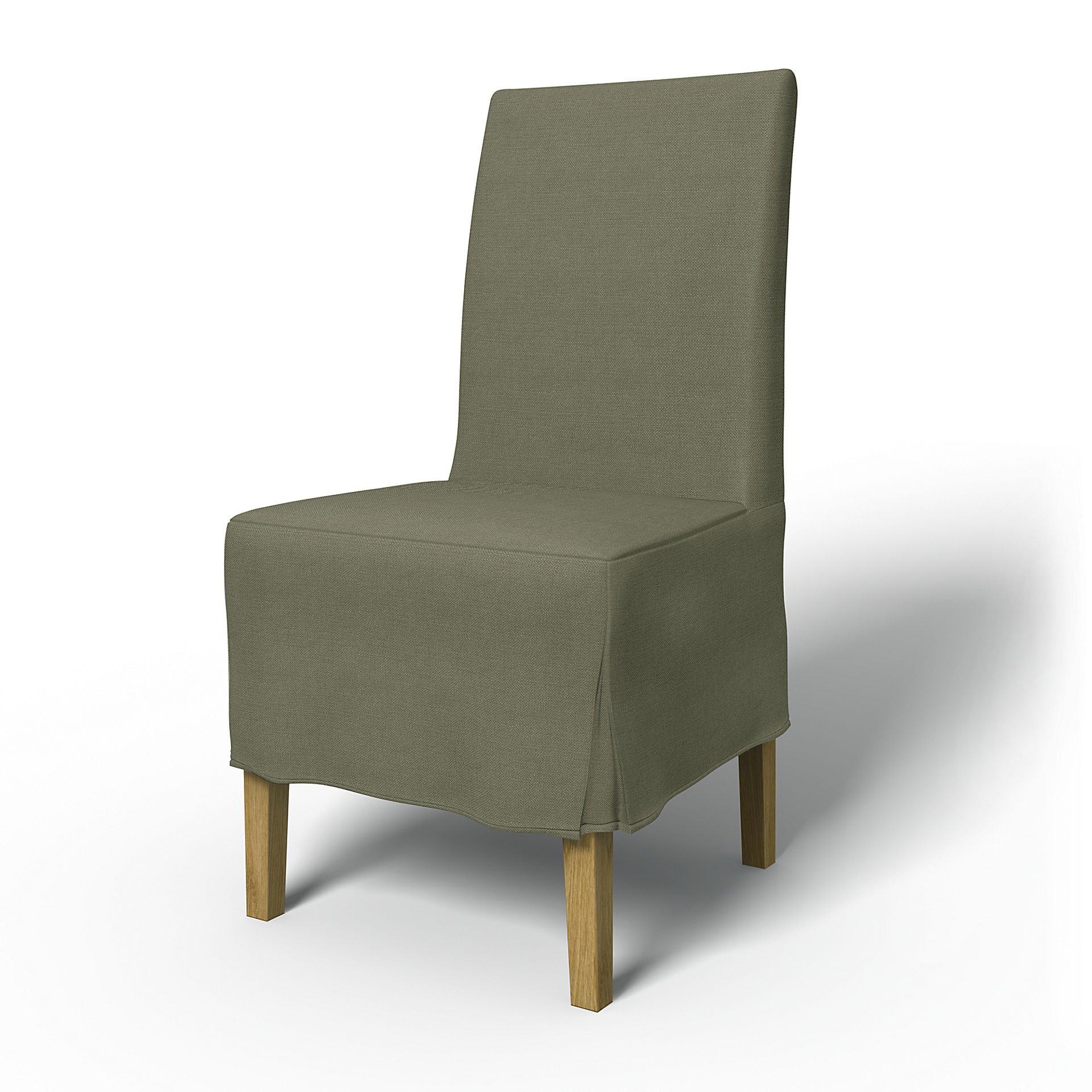IKEA - Henriksdal Dining Chair Cover Medium skirt with Box Pleat (Standard model), Sage, Linen - Bemz