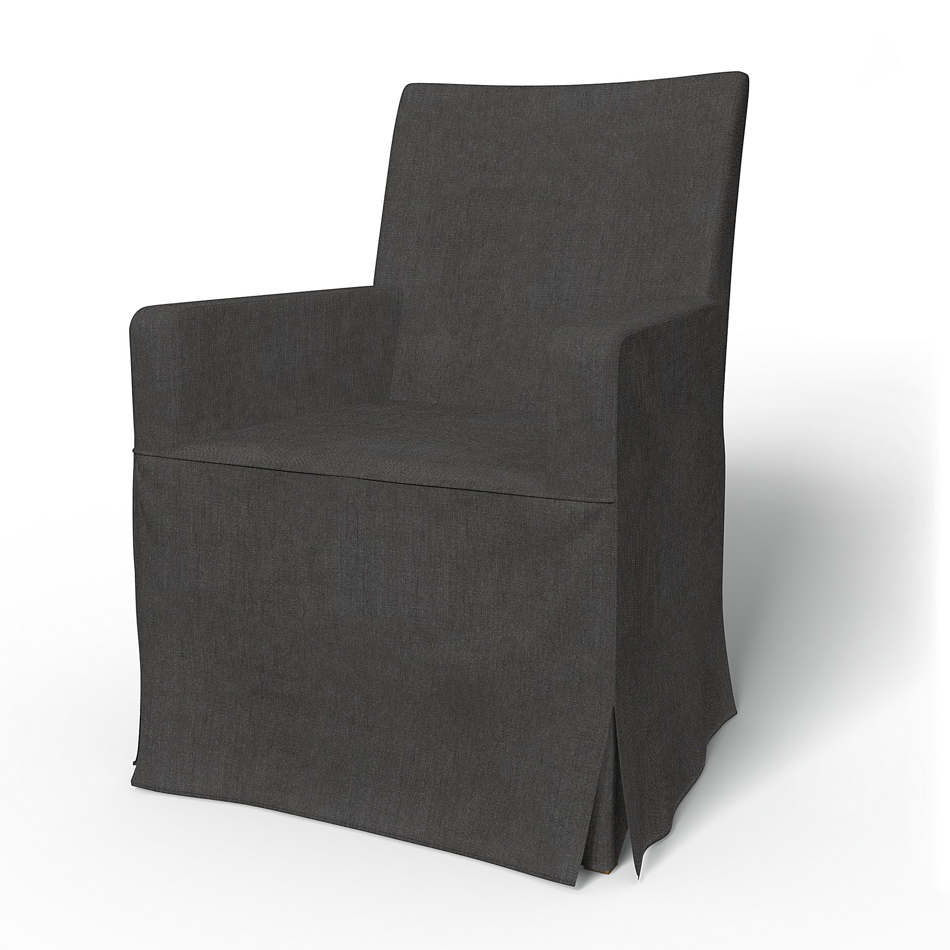 IKEA - Henriksdal, Chair cover w/ armrests, long skirt box pleat, Espresso, Linen - Bemz