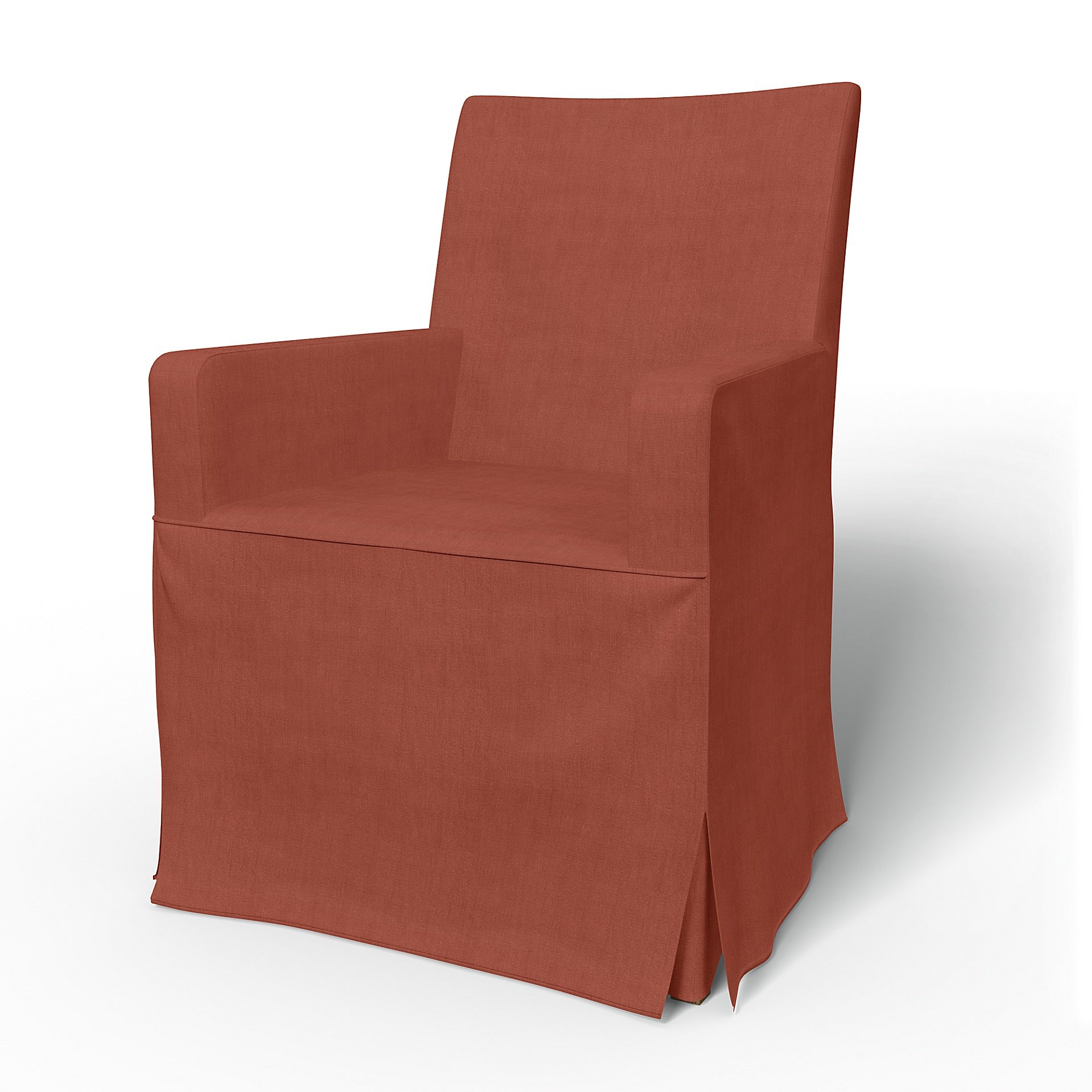 IKEA - Henriksdal, Chair cover w/ armrests, long skirt box pleat, Terracotta, Linen - Bemz