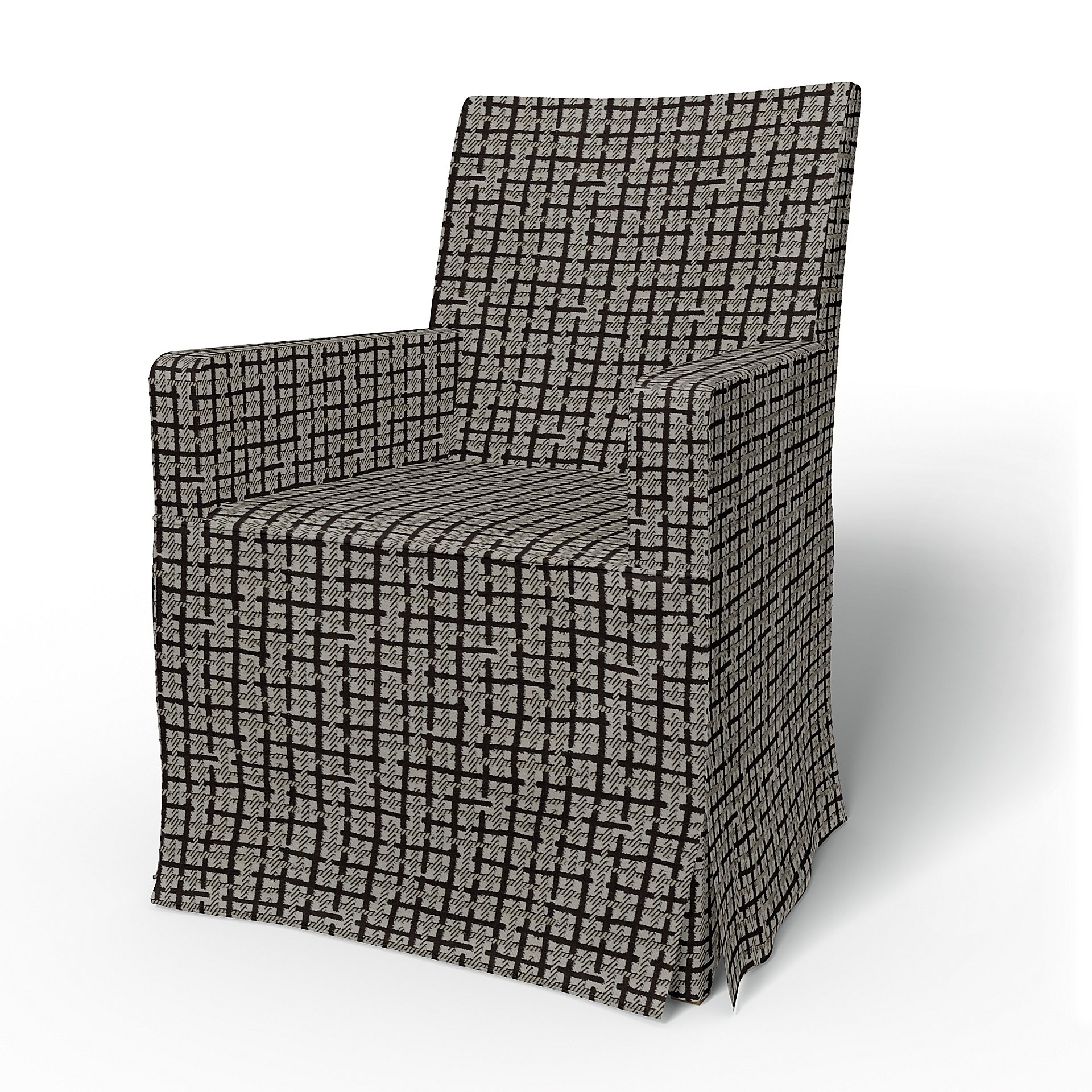 IKEA - Henriksdal, Chair cover w/ armrests, long skirt box pleat, Chocolate, Velvet - Bemz