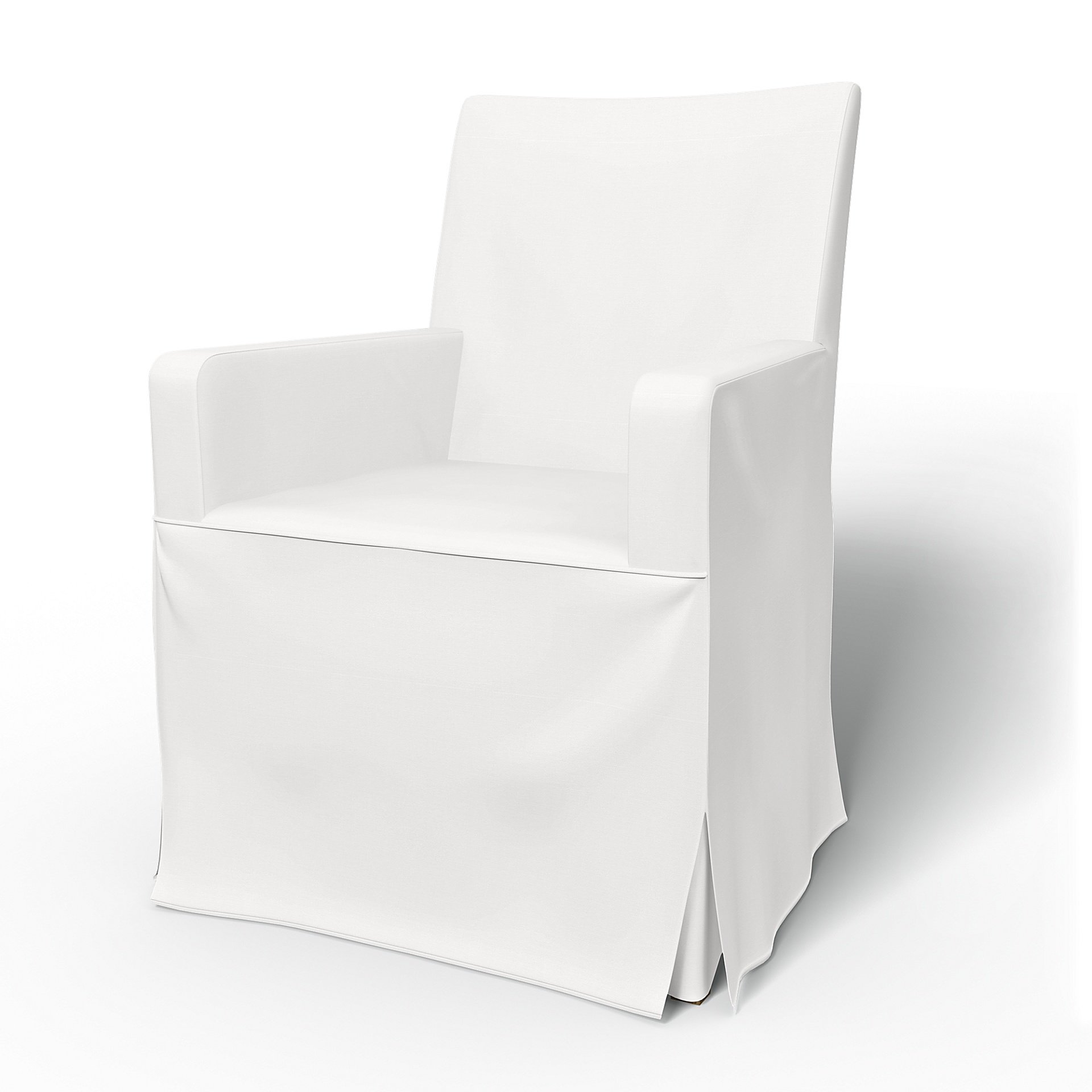 IKEA - Henriksdal, Chair cover w/ armrests, long skirt box pleat, Absolute White, Cotton - Bemz