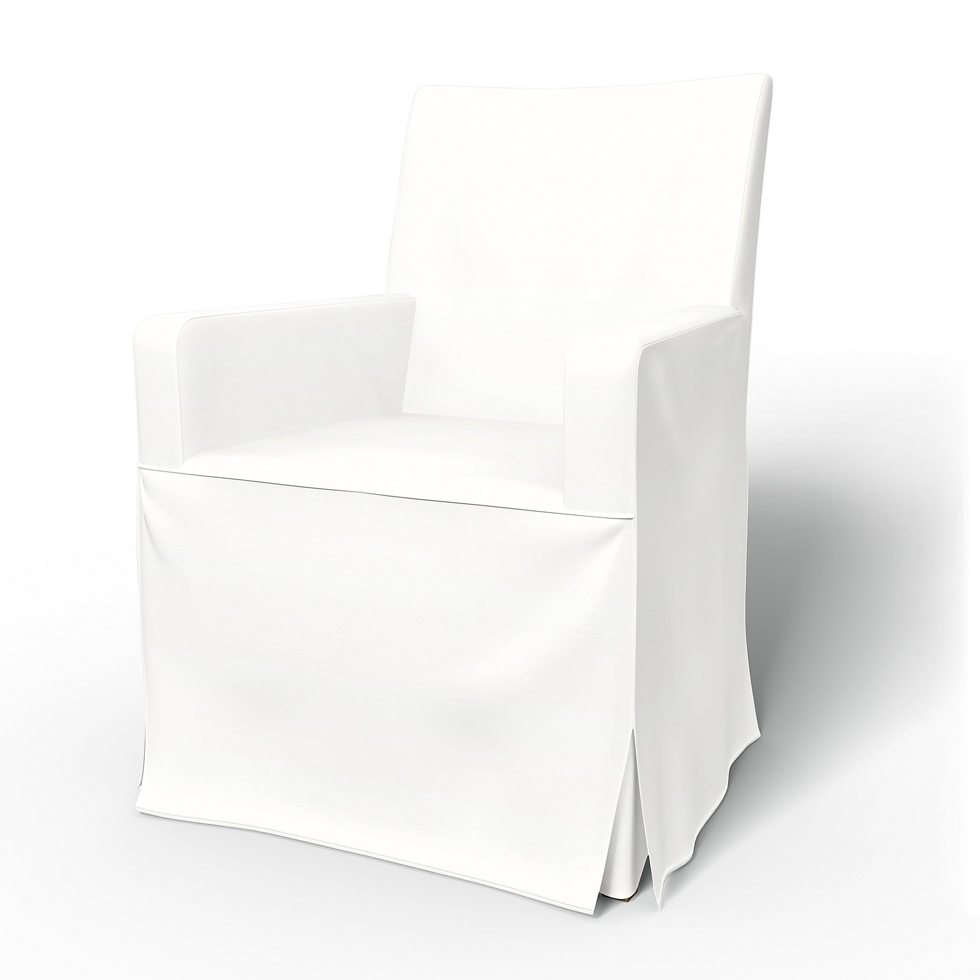 IKEA - Henriksdal, Chair cover w/ armrests, long skirt box pleat, Absolute White, Linen - Bemz