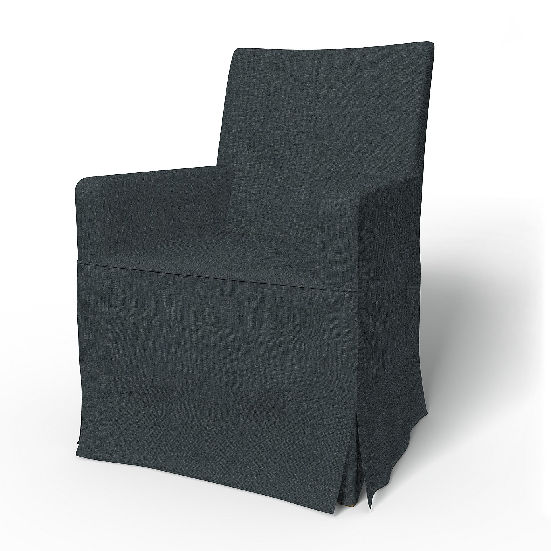 IKEA - Henriksdal, Chair cover w/ armrests, long skirt box pleat, Graphite Grey, Linen - Bemz