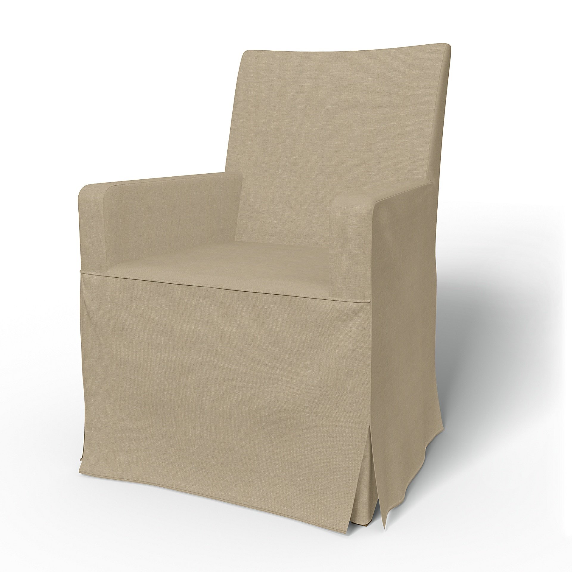 IKEA - Henriksdal, Chair cover w/ armrests, long skirt box pleat, Tan, Linen - Bemz