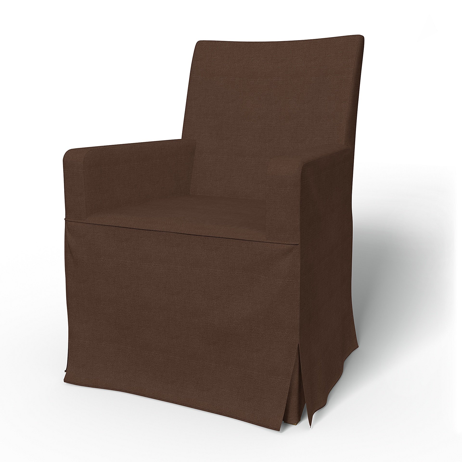 IKEA - Henriksdal, Chair cover w/ armrests, long skirt box pleat, Chocolate, Linen - Bemz