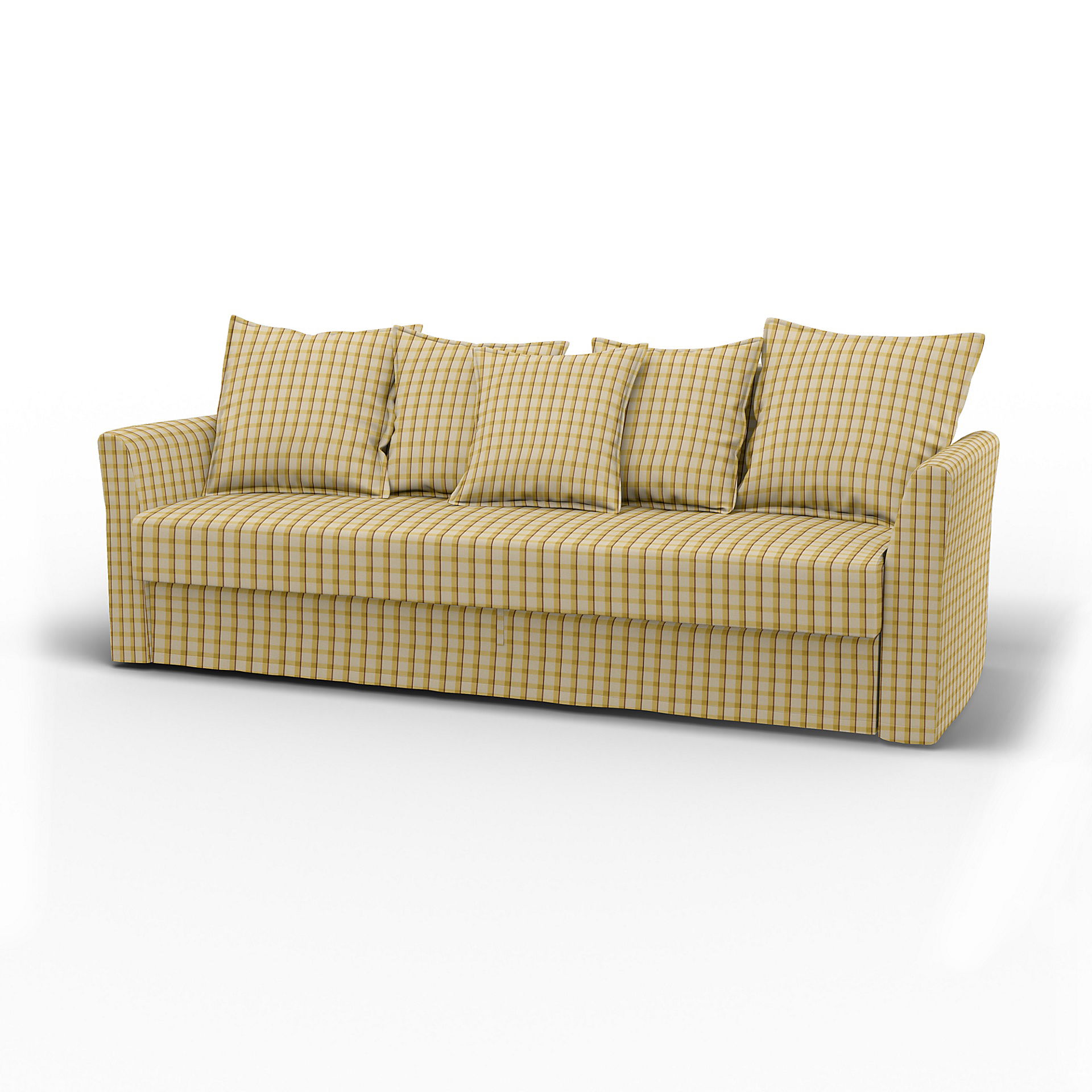 IKEA - Överdrag till Holmsund 3-sitsbäddsoffa, Picnic Check Sun Yellow, Linne - Bemz
