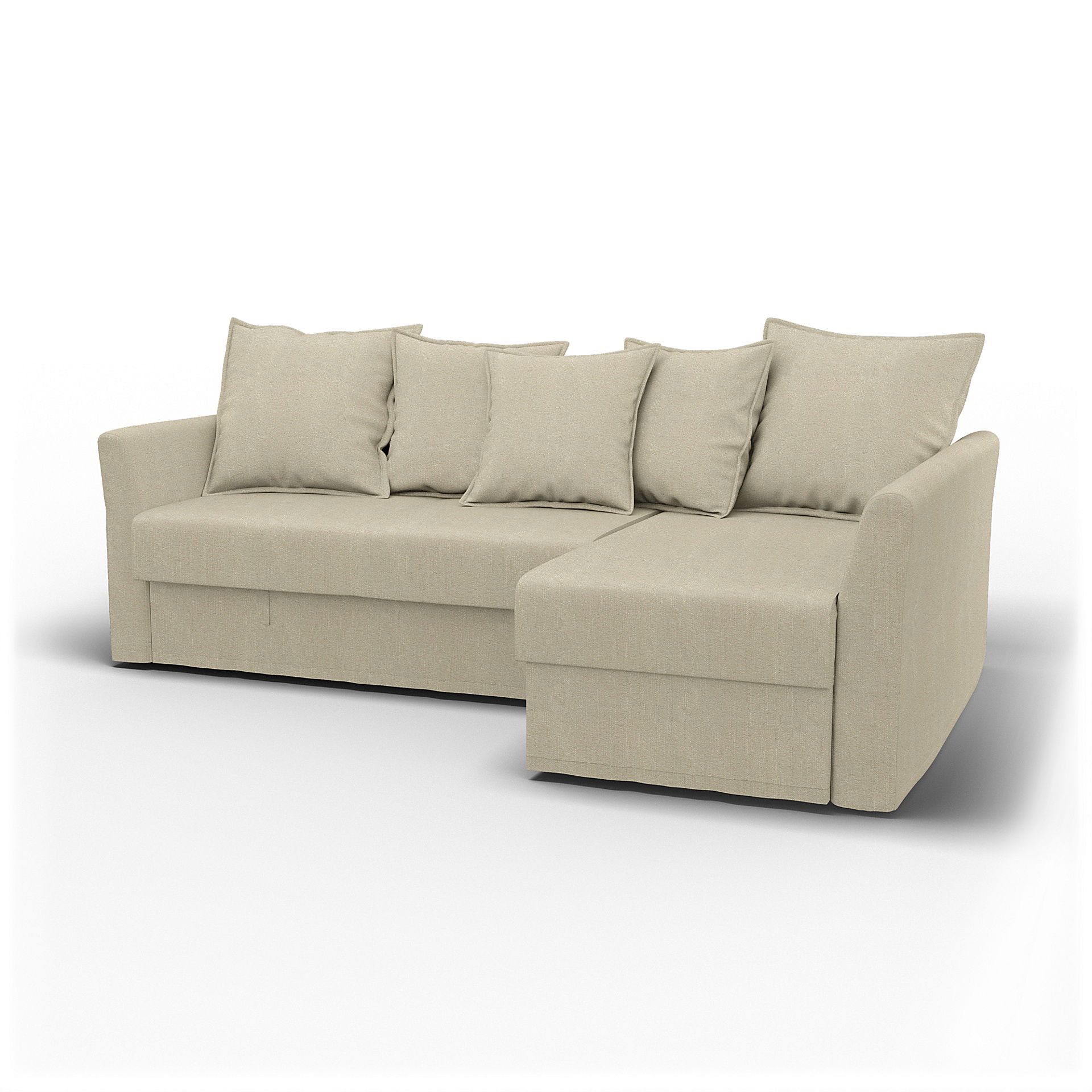 IKEA - Holmsund Sofabed with Chaiselongue, Cream, Bouclé & Texture - Bemz